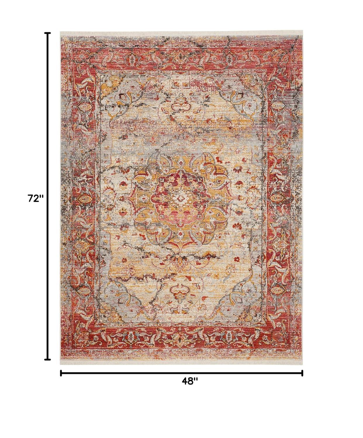 SAFAVIEH Vintage Persian Trina Traditional Polyester Area Rug, Saffron/Cream, 4' x 6'