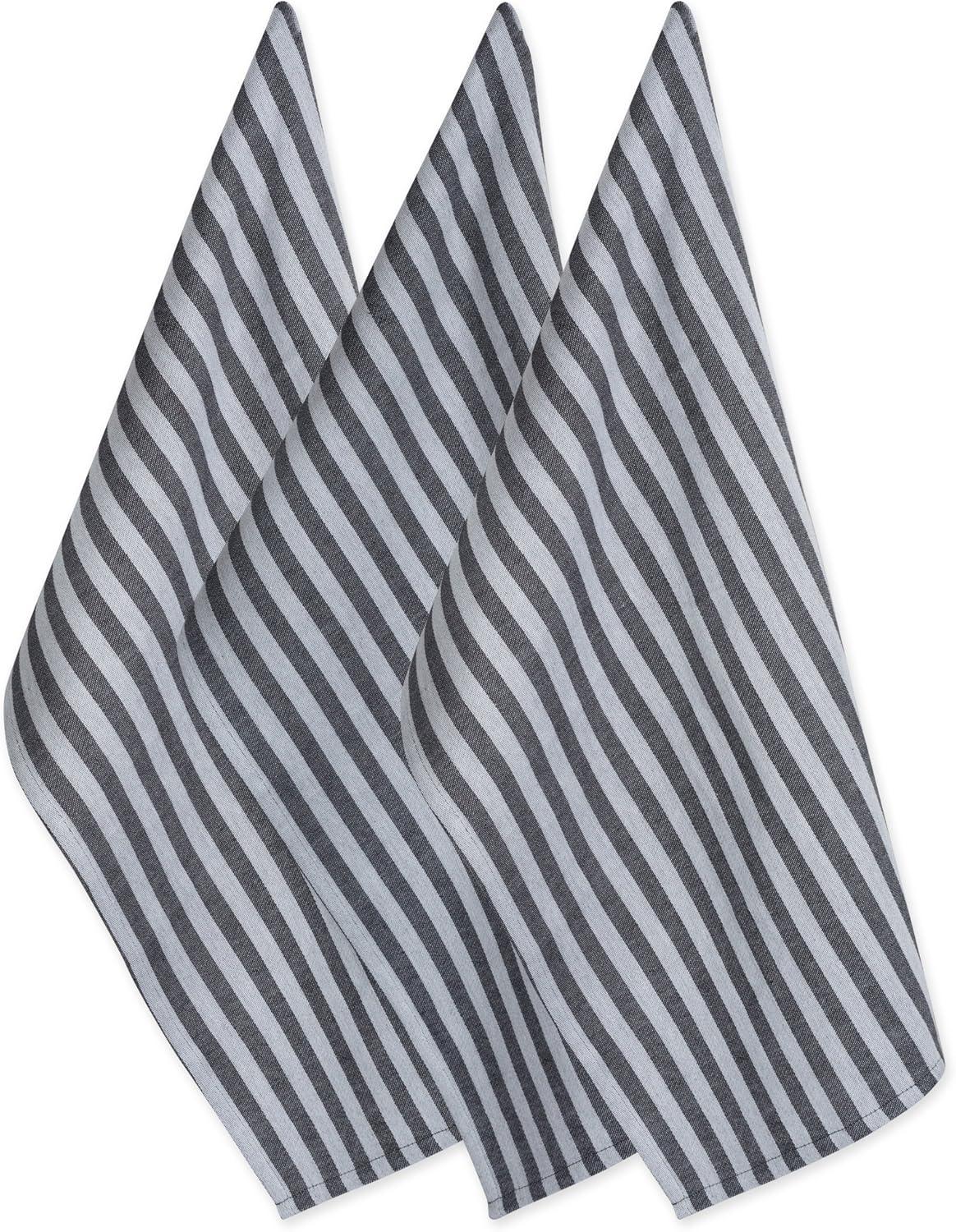 Black and White Striped Cotton Dish Towels Set of 3