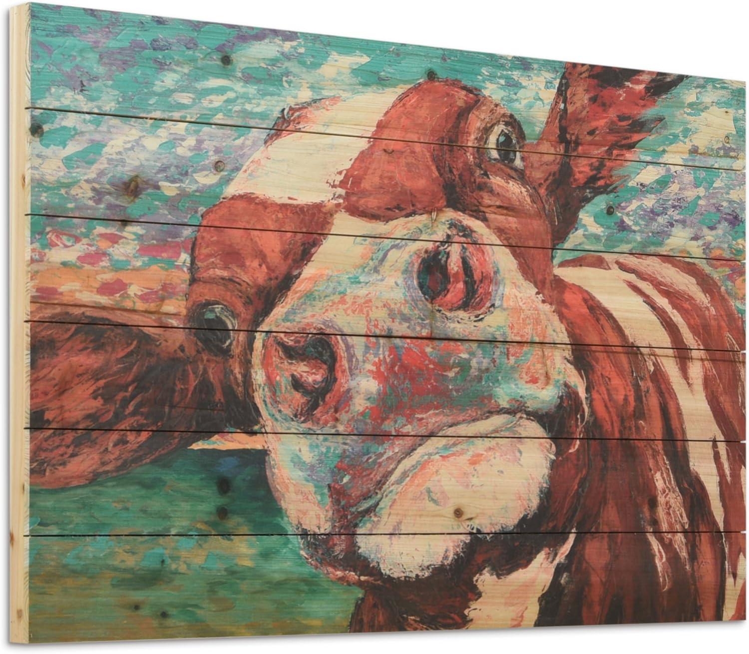 Empire Art Direct ADL-148530-2436 Fine Art Giclee Printed on Solid Fir Wood Planks - Curious Cow 1