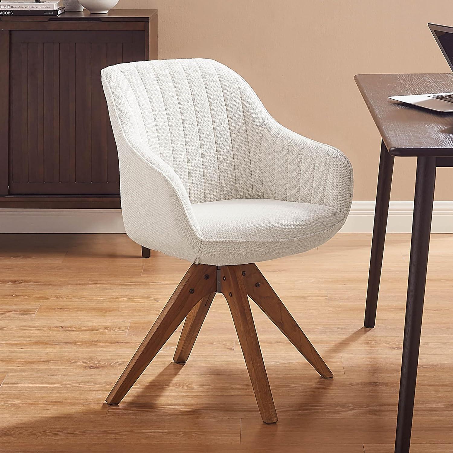 Art Leon Modern Swivel Fabric Accent Desk Chair with Beech Wood Legs, Yellow