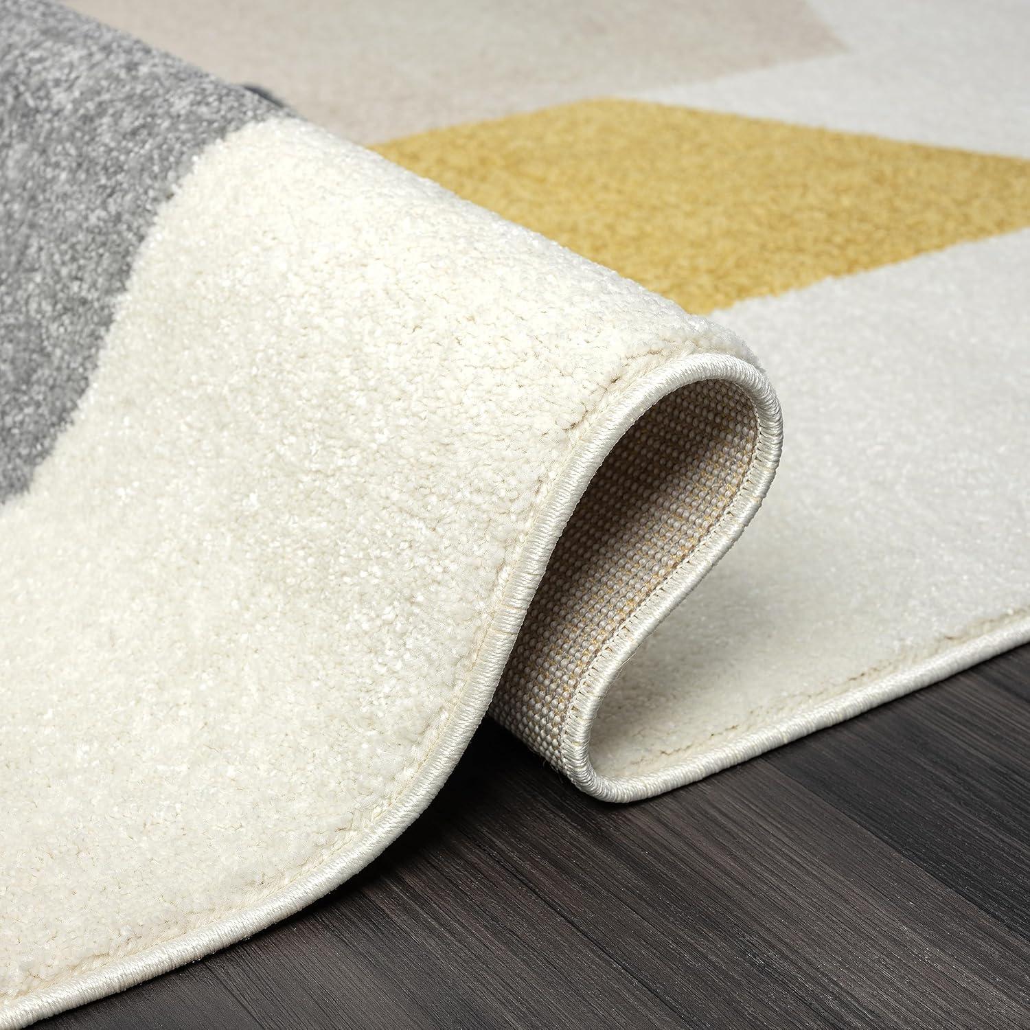 Abani Deco Collection Area Rug Mid Century Modern Bedroom Living Room Decor Floor Rug 6 x 9 Cream Grey