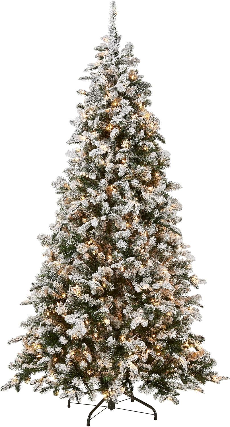 Prelit Flocked Medium Everest Fir Artificial Christmas Tree Clear Lights - National Tree Company