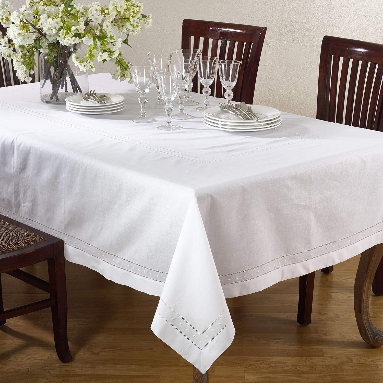 Saro Lifestyle Embroidered and Hemstitch Tablecloth