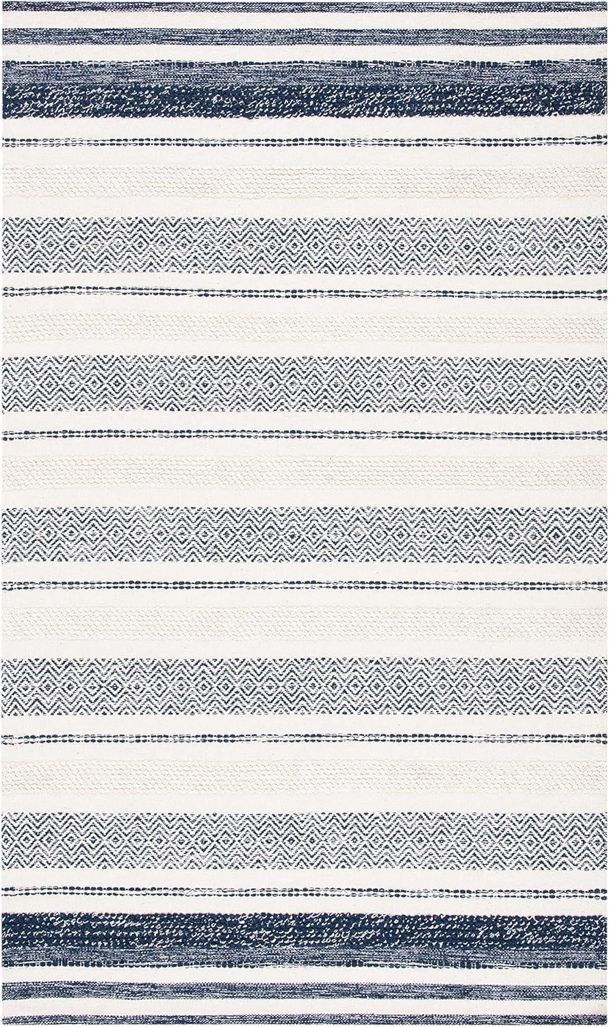 Striped Kilim STK502 Hand Woven Area Rug - Ivory/Navy - 8'x10' - Safavieh.
