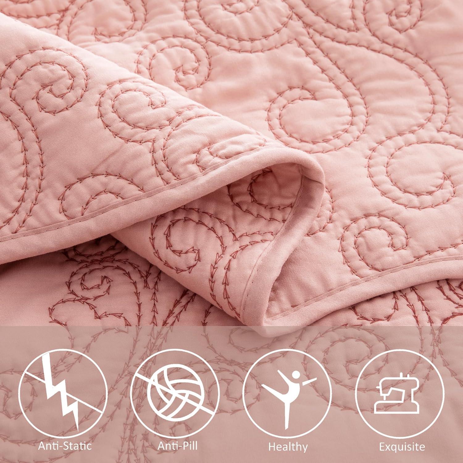 Home Soft Things 4 Piece Damask Embroidery Bedspread Set