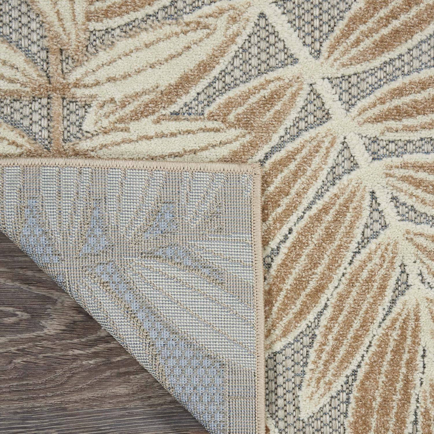 Nourison Aloha Floral Leaf Flatweave High-Low Indoor Outdoor Area Rug Natural 7' x 10'