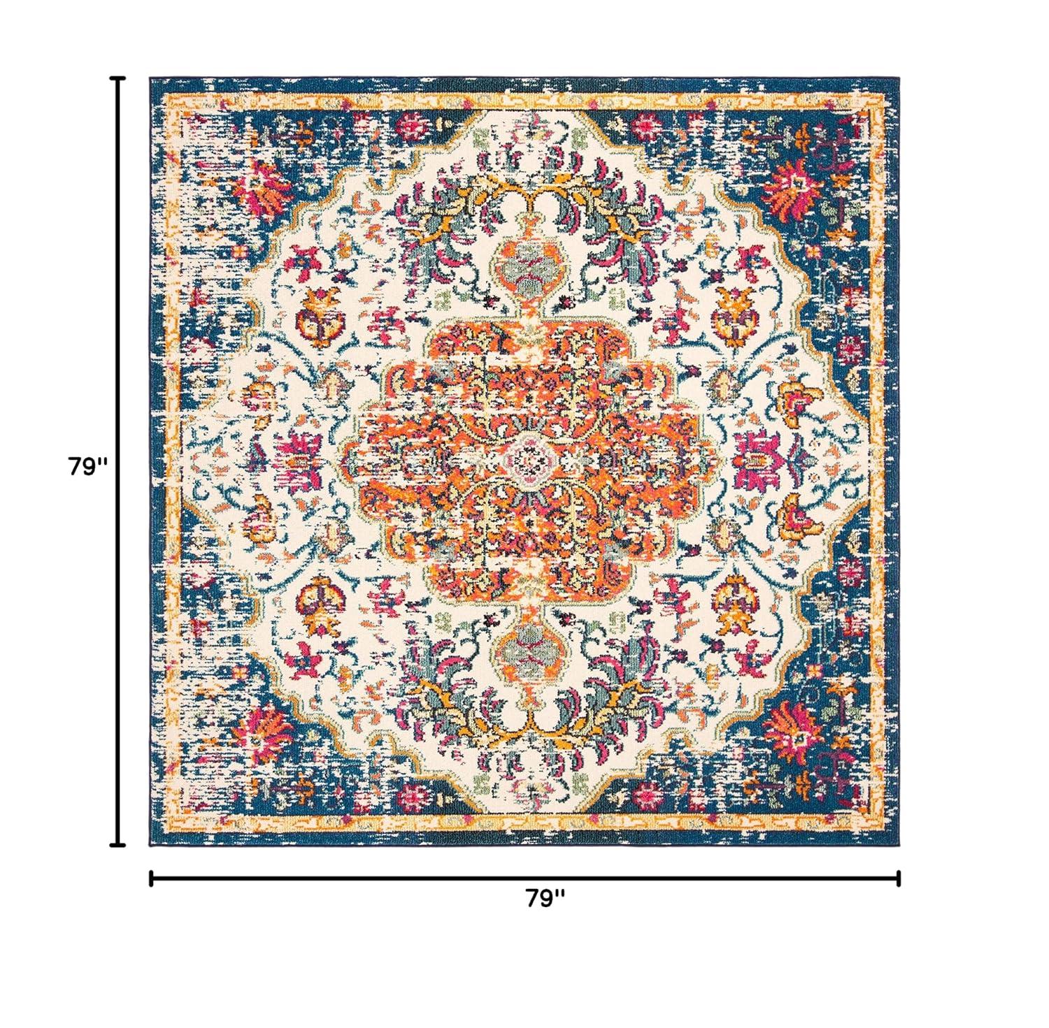 Madison MAD447 Power Loomed Indoor Area Rug - Ivory/Orange - 6'7"x6'7" - Safavieh