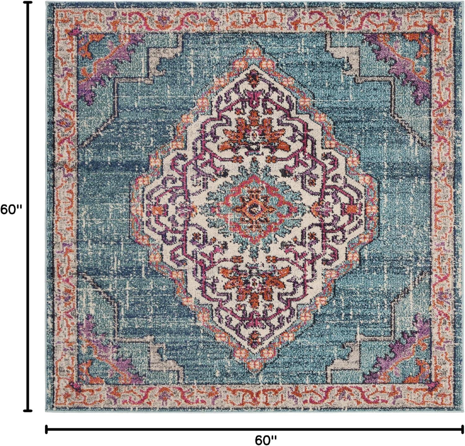 Monaco MNC254 Power Loomed Indoor Area Rug - Blue/Multi - 5'x5' - Safavieh.