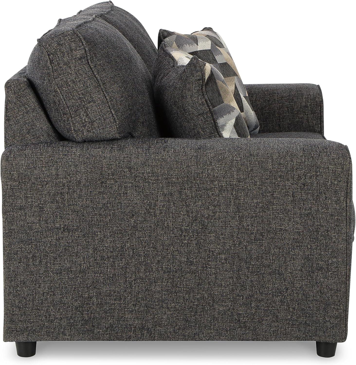 Signature Design by Ashley Cascilla Contemporary Fabric & Wood Loveseat in Gray
