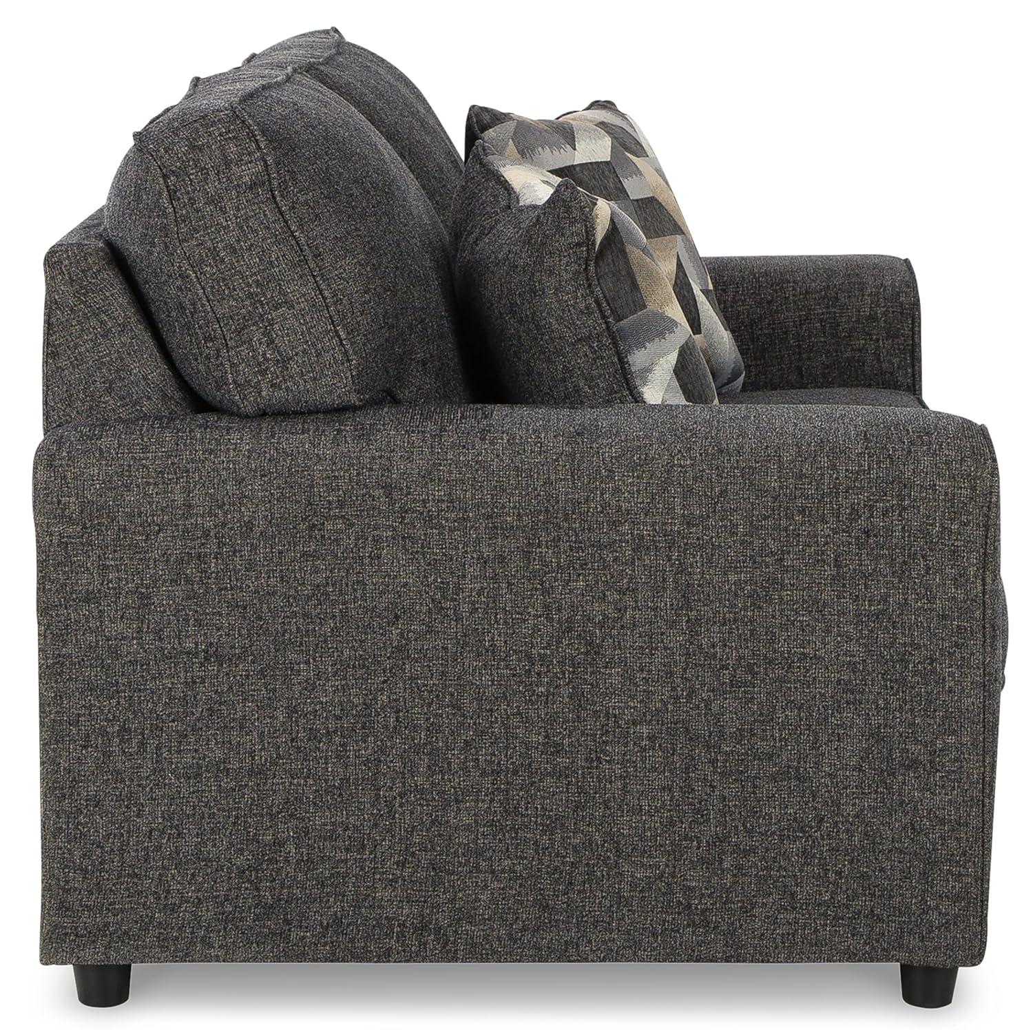 Signature Design by Ashley Cascilla Contemporary Fabric & Wood Loveseat in Gray