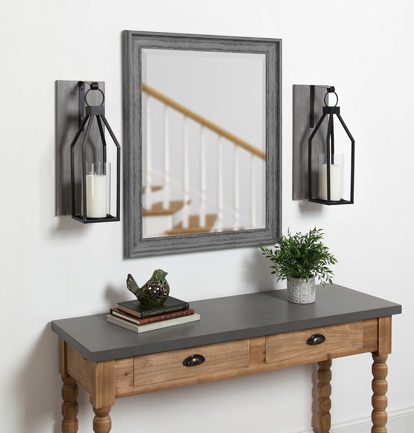 Oakly Rustic Wood and Black Metal Wall Sconce with Glass Cylinder