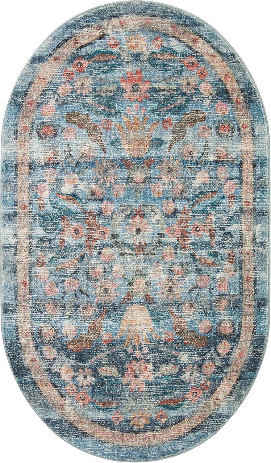 Rifle Paper Co. x Loloi Courtyard Blue Area Rug feat. CloudPile