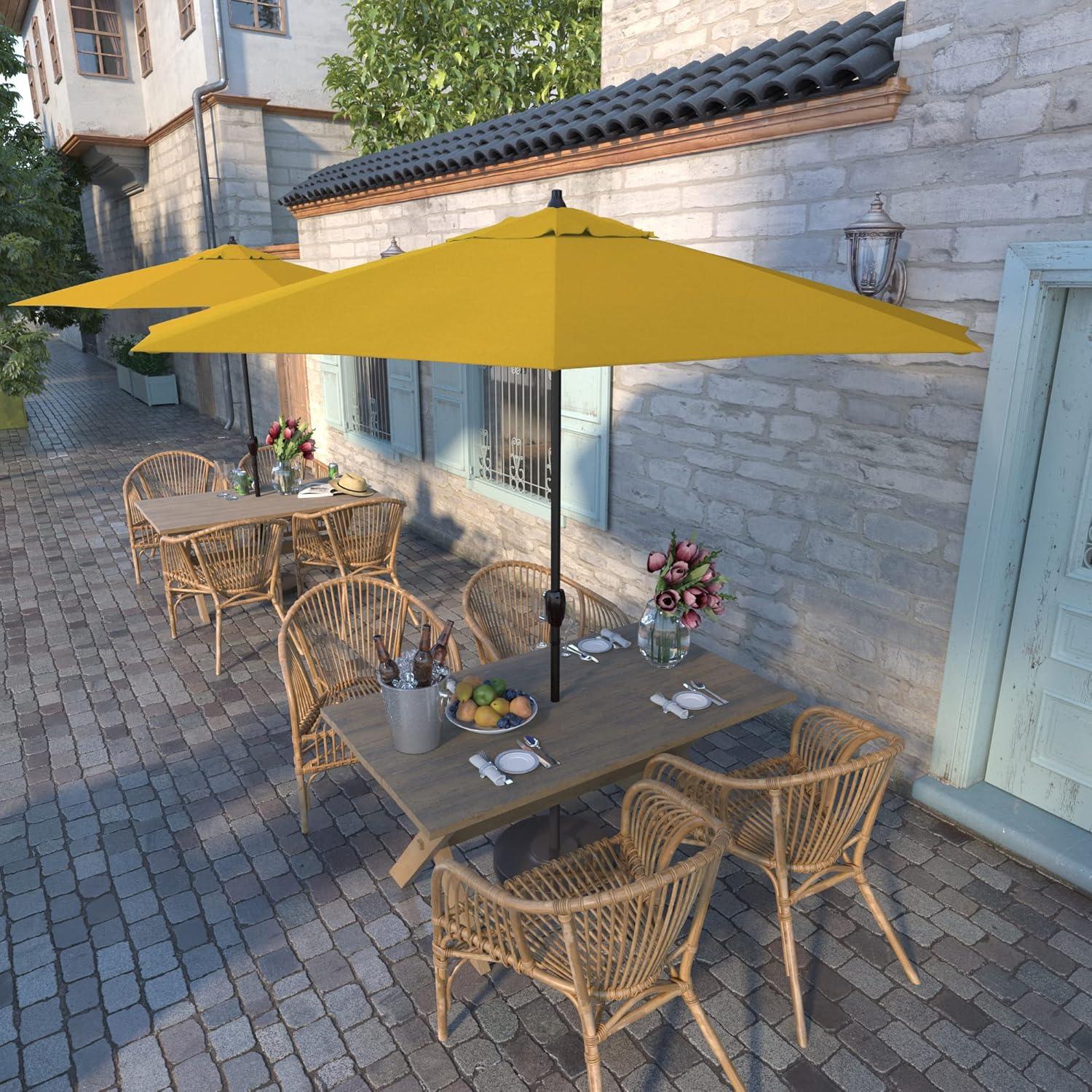 9 ft Sunflower Yellow Sunbrella Aluminum Patio Umbrella