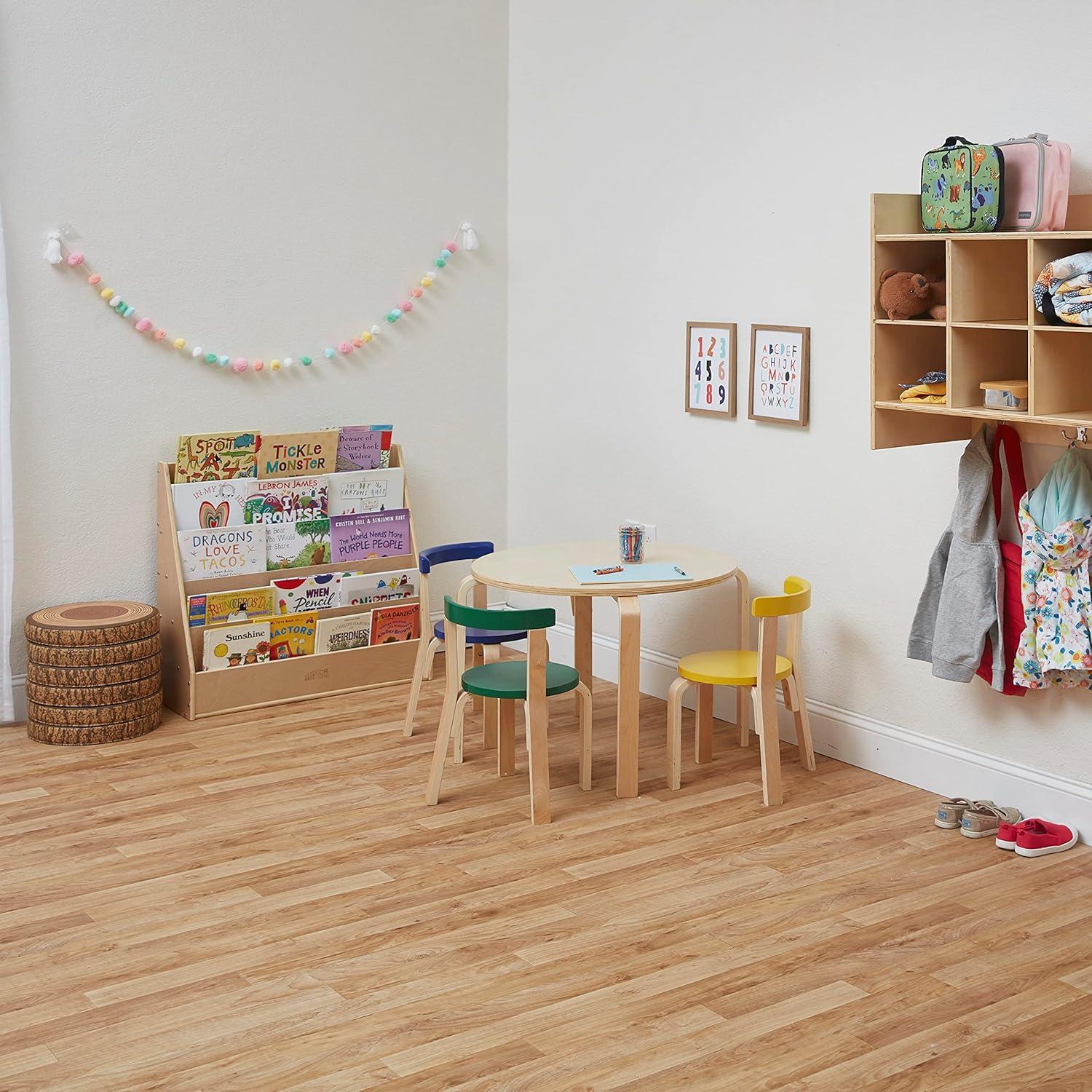 Natural Birch Wooden Kids Book Display Stand