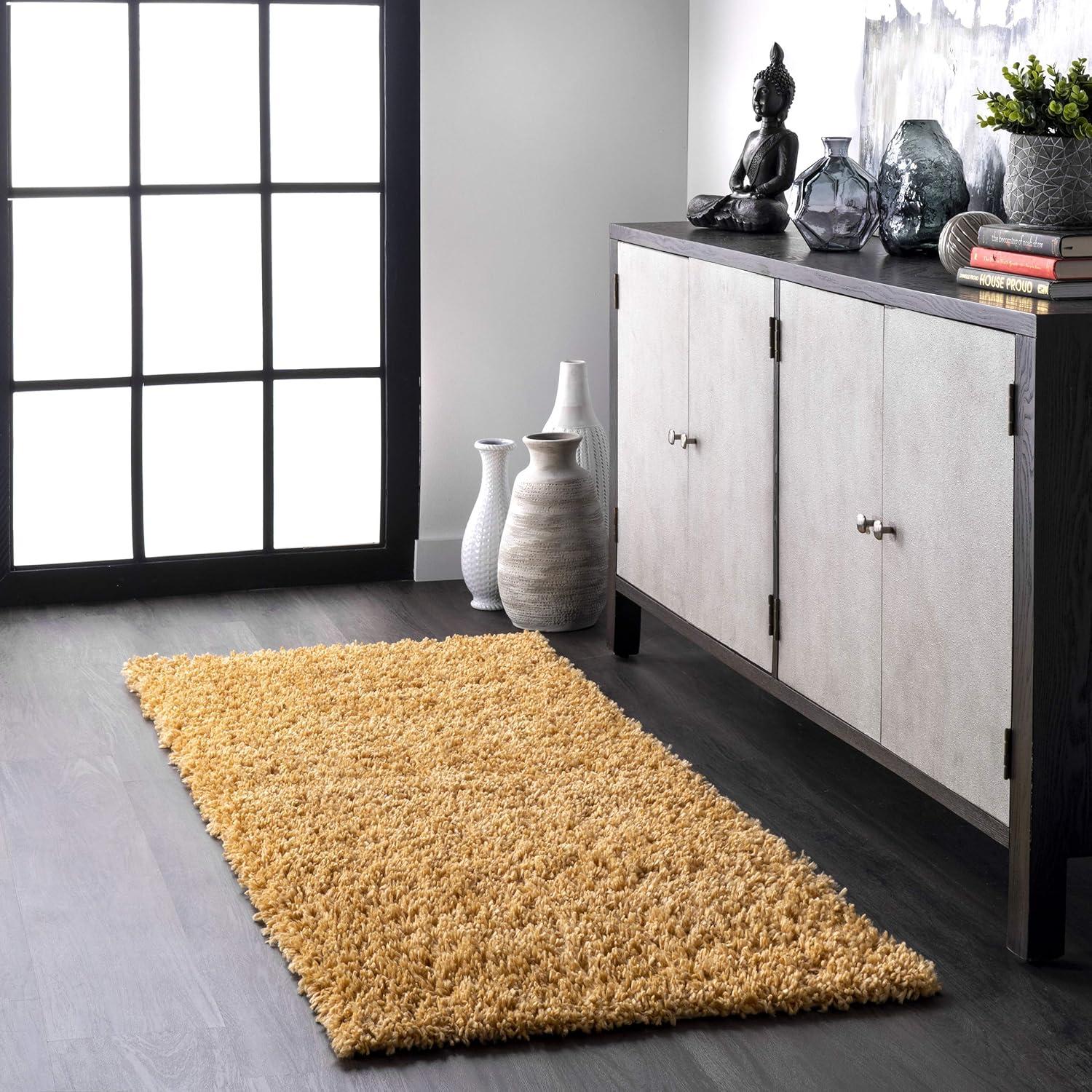 Nuloom Kara Solid 5x8 Shag Indoor Area Rug for Living Room Bedroom Dining Room Nursery, Yellow