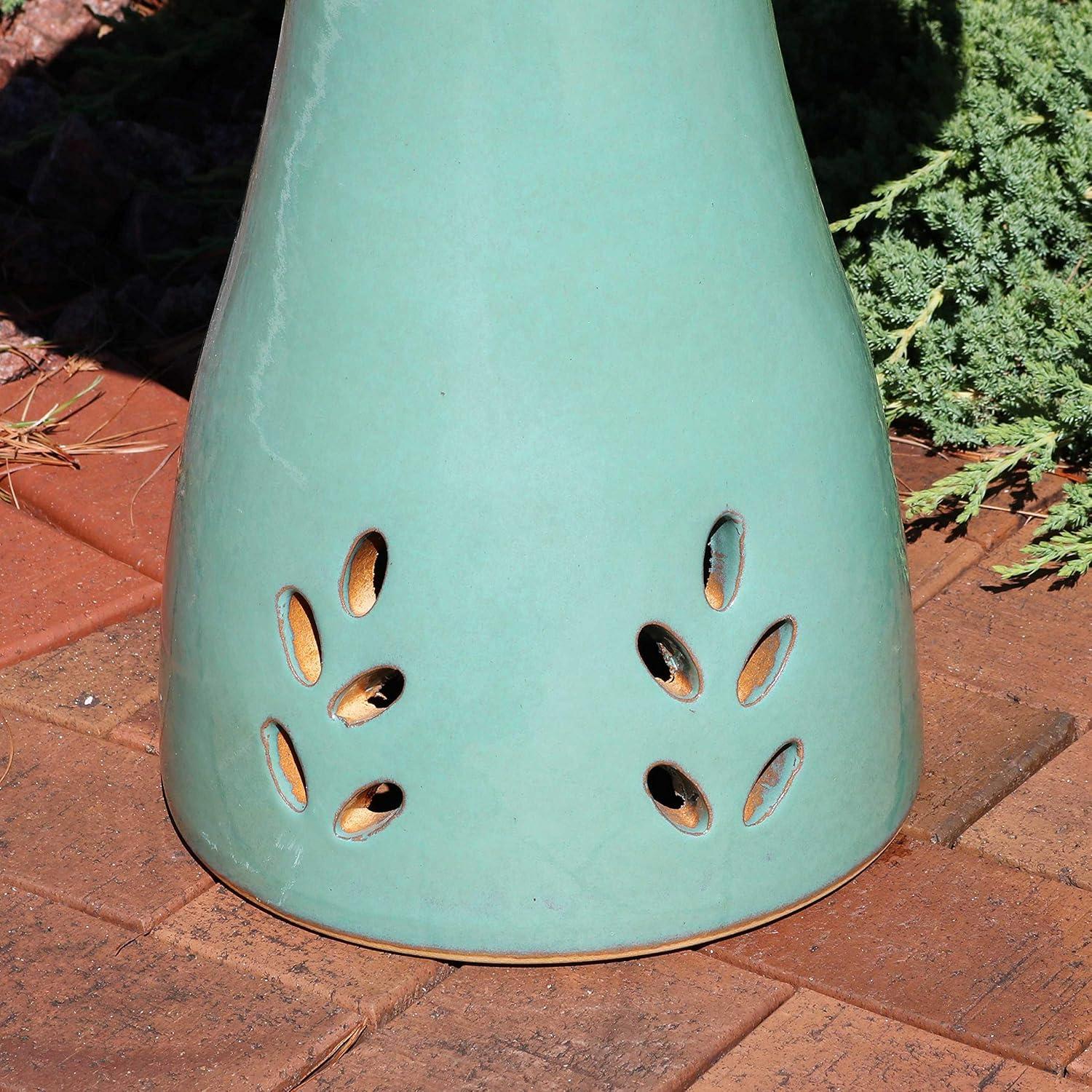 Sunnydaze Outdoor Weather-Resistant Garden Patio Classic High-Fired Smooth Ceramic Hand-Painted Bird Bath