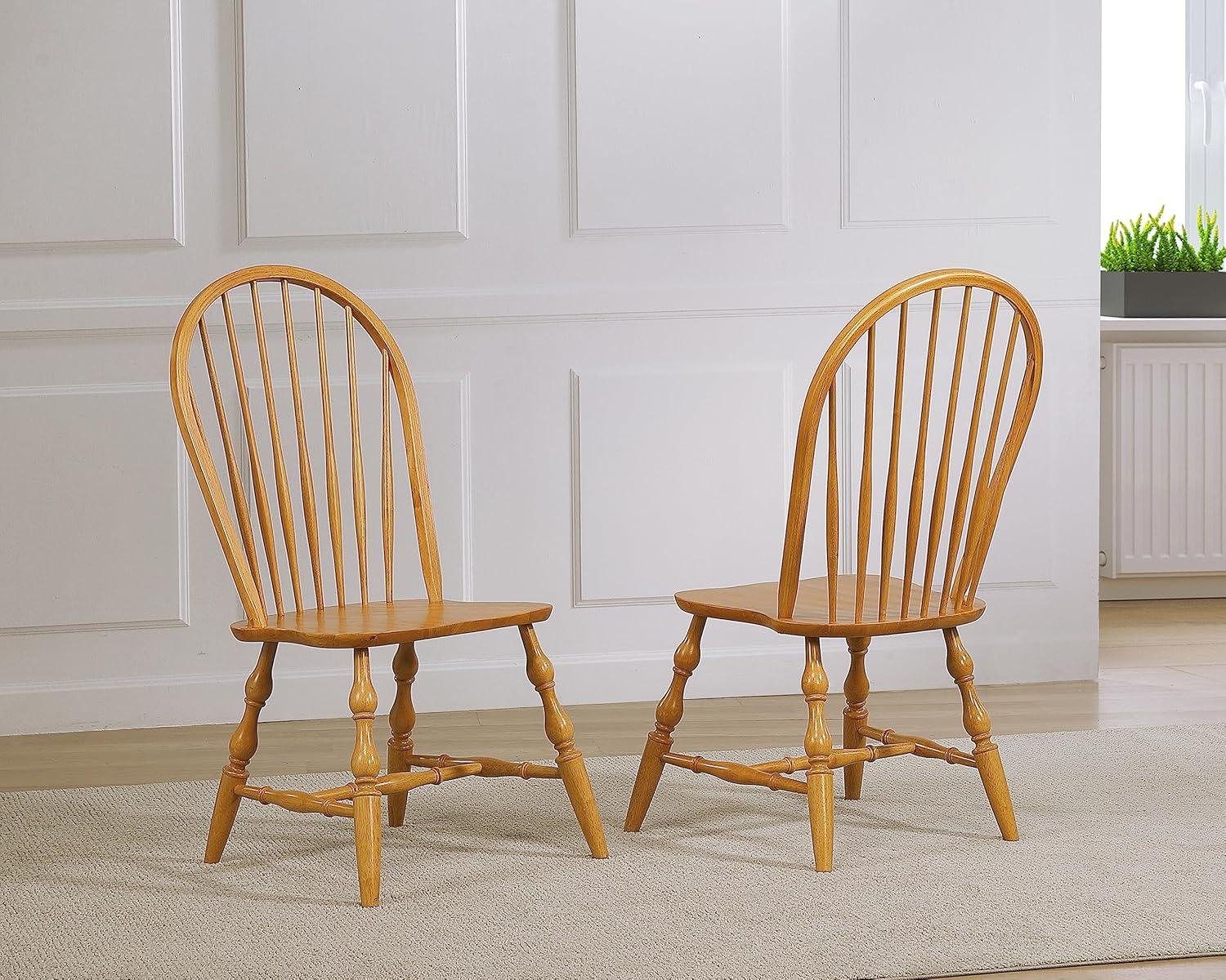 Sunset Trading Oak Selections 18" Wood Windsor Dining Chair in Oak (Set of 2)