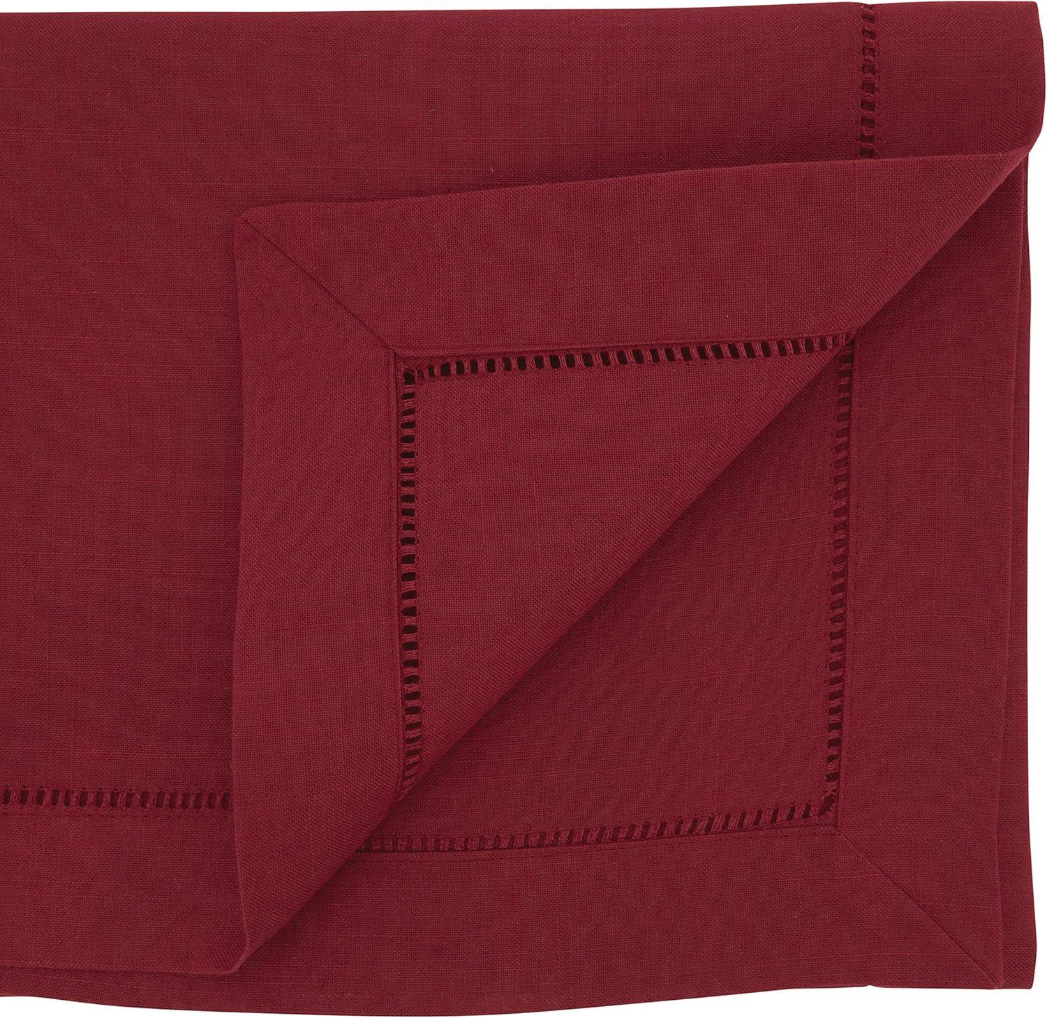 Maroon Hemstitched Polyester Table Runner