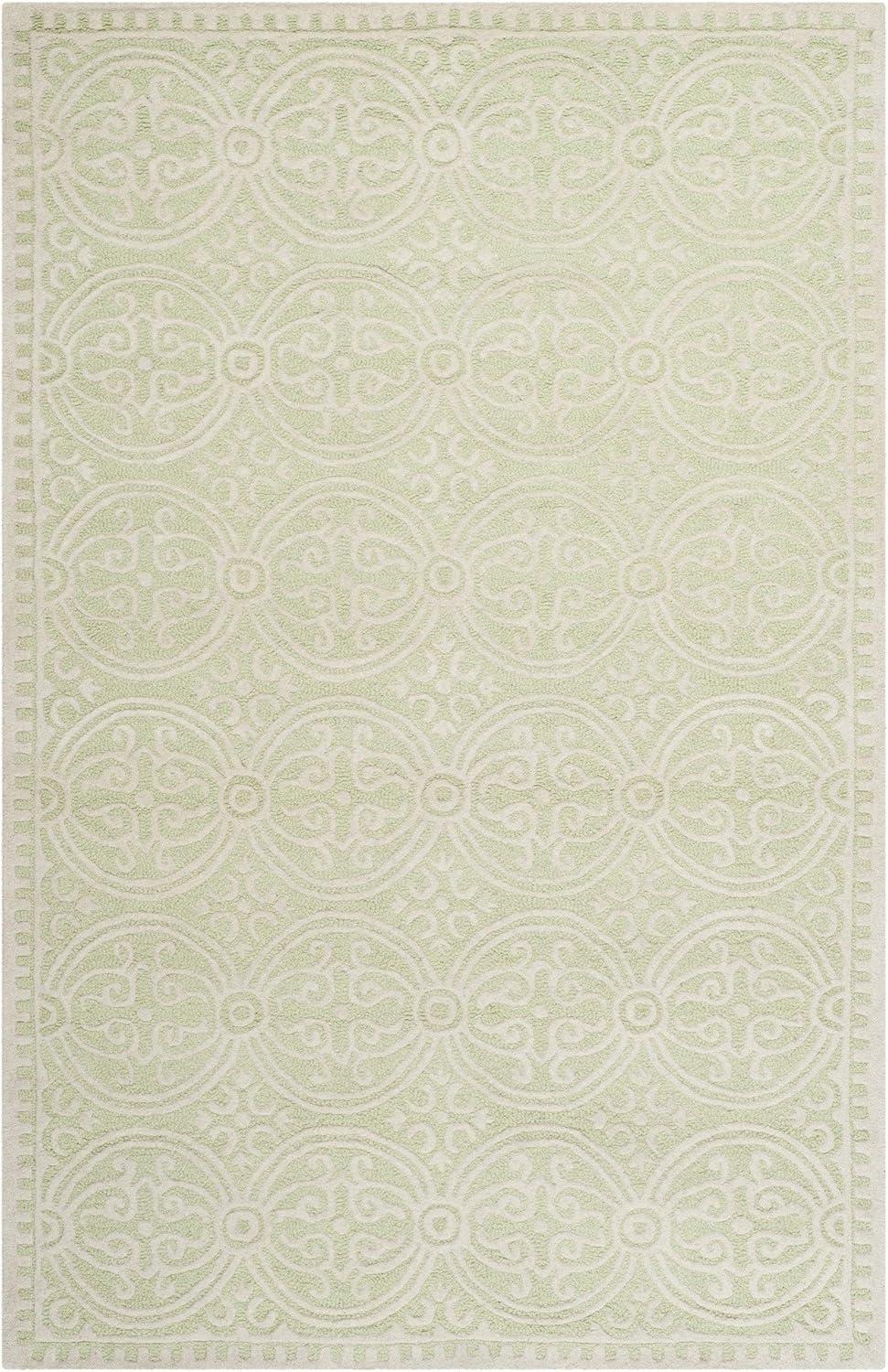 SAFAVIEH Cambridge Leslie Geometric Wool Area Rug, Light Green/Ivory, 4' x 6'