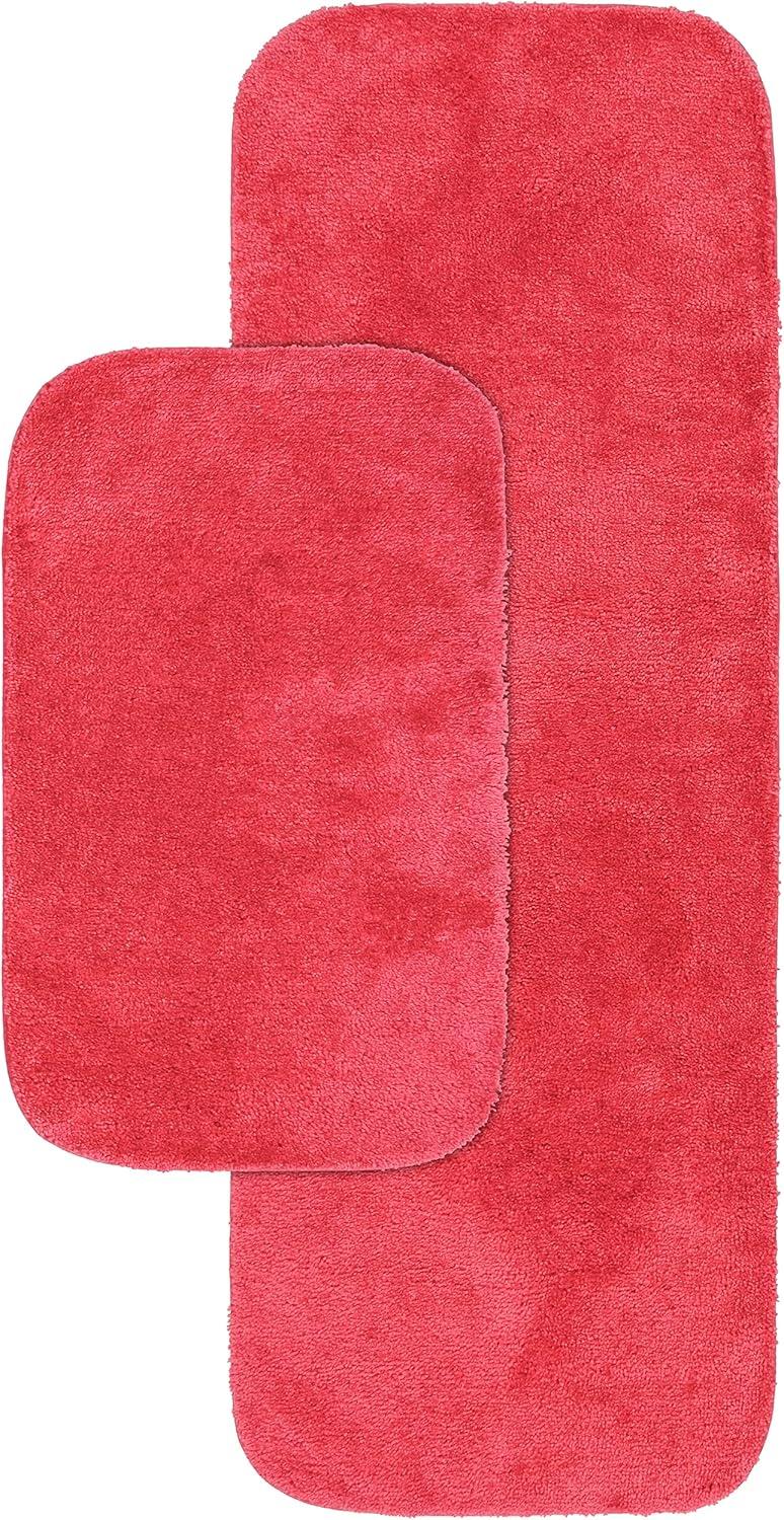 2pc Traditional Nylon Washable Bathroom Rug Set Pink - Garland Rug: Machine Made, Latex Backing, Tufted Bath Mats Set