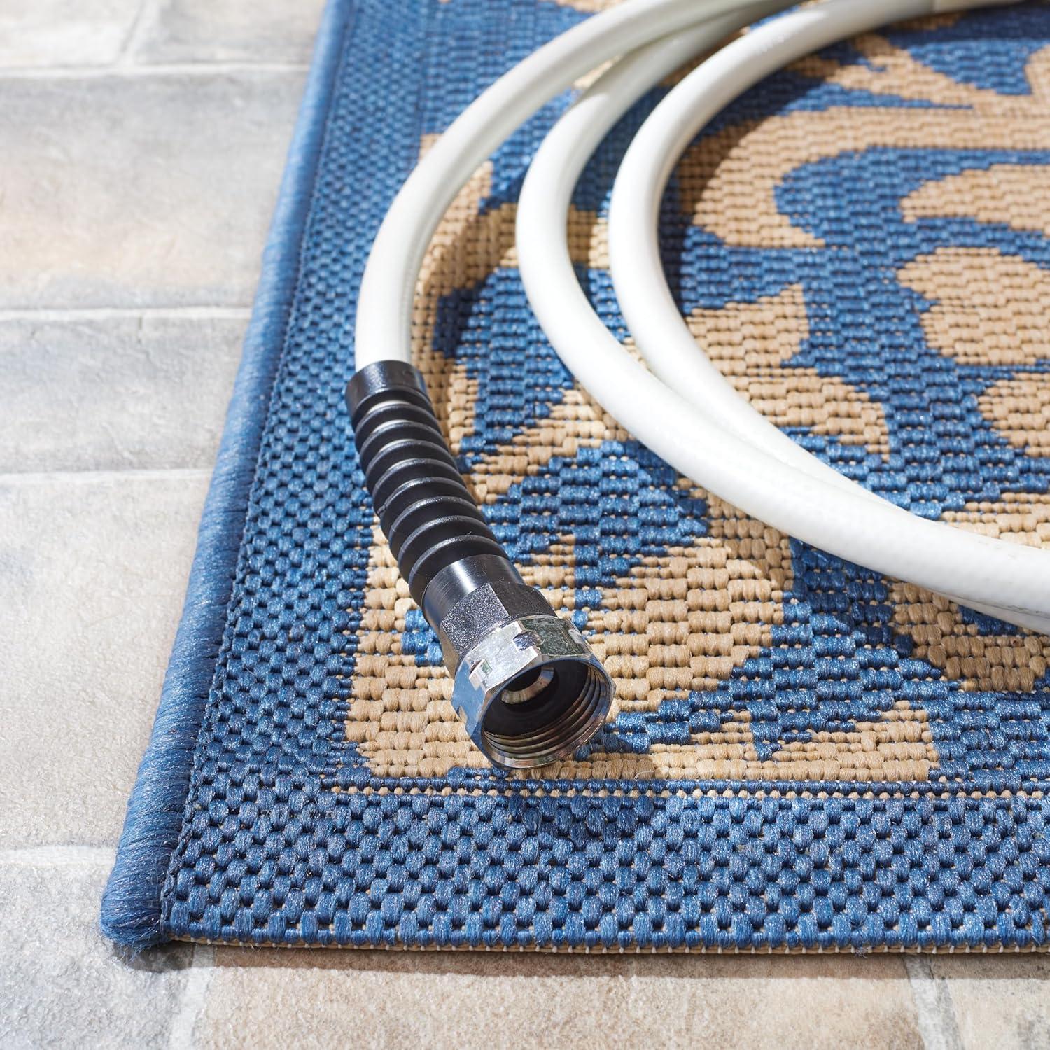 SAFAVIEH Courtyard Yvette Floral Indoor/Outdoor Area Rug, 9' x 12', Blue/Natural