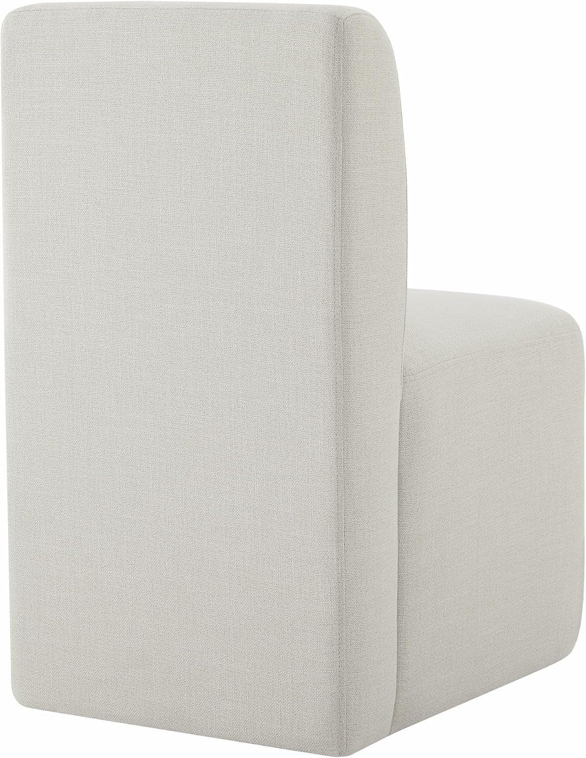 Set of 2 Linen Upholstered Armless Rolling Dining Chairs