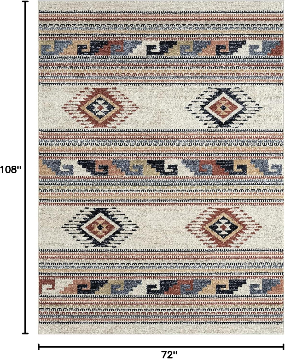 Abani Rug Sedona Southwestern Diamond Pattern Area Rug 6' x 9' - Beige