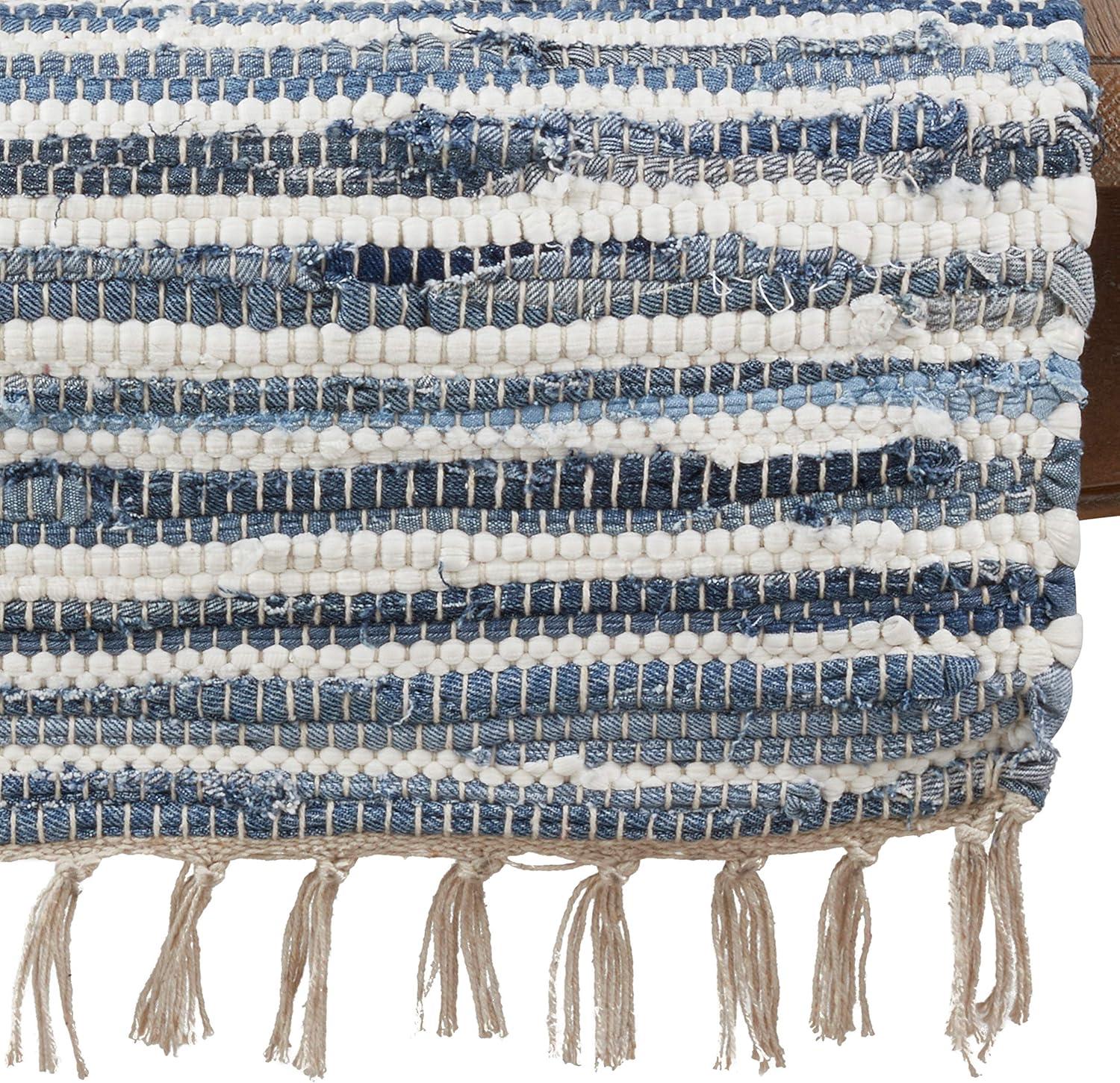 Striped Denim Chindi Cotton Dining Table Runner