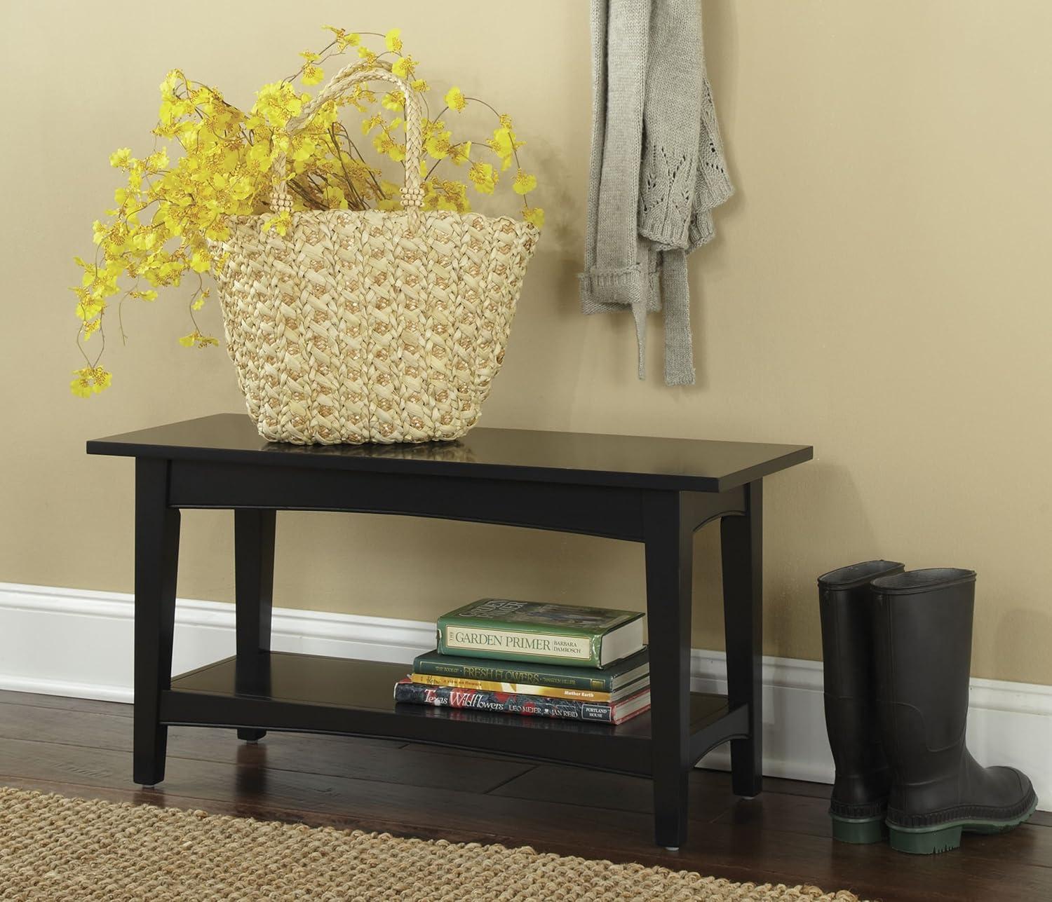 Alaterre Shaker Cottage Bench with Shelf, Espresso