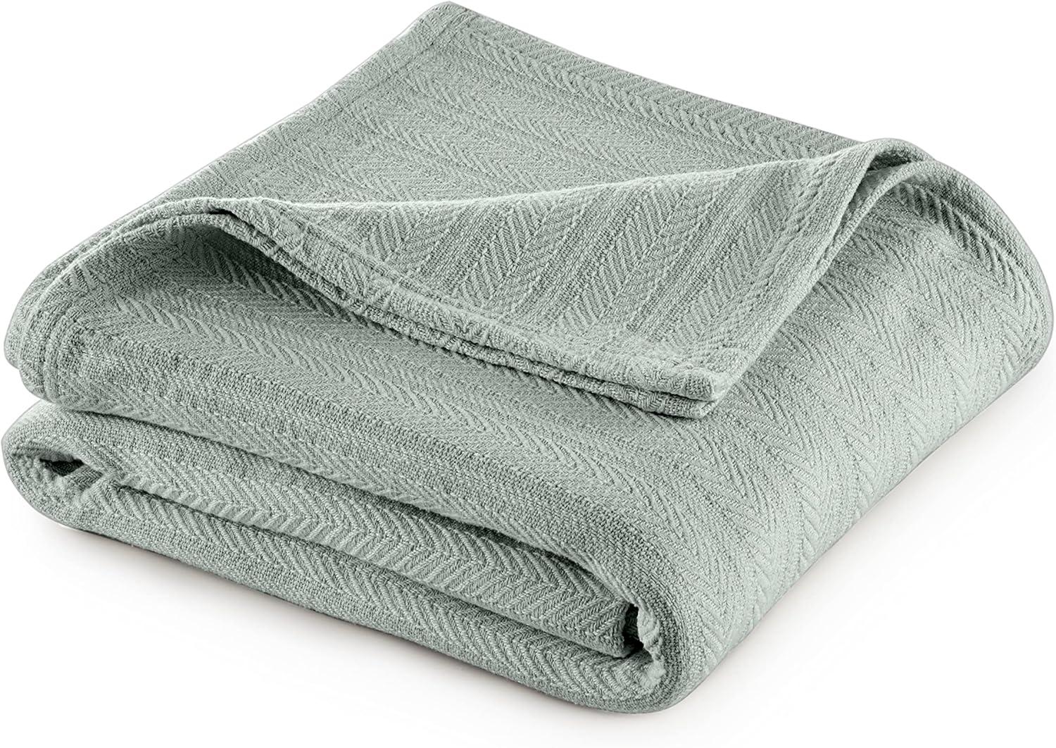 Vellux Vellux 100% Cotton Blanket - Soft, Breathable, Cozy & Lightweight Thermal Blanket  All-Season Blanket Perfect for Layering Bed, Couch & Sofa - Hotel Quality
