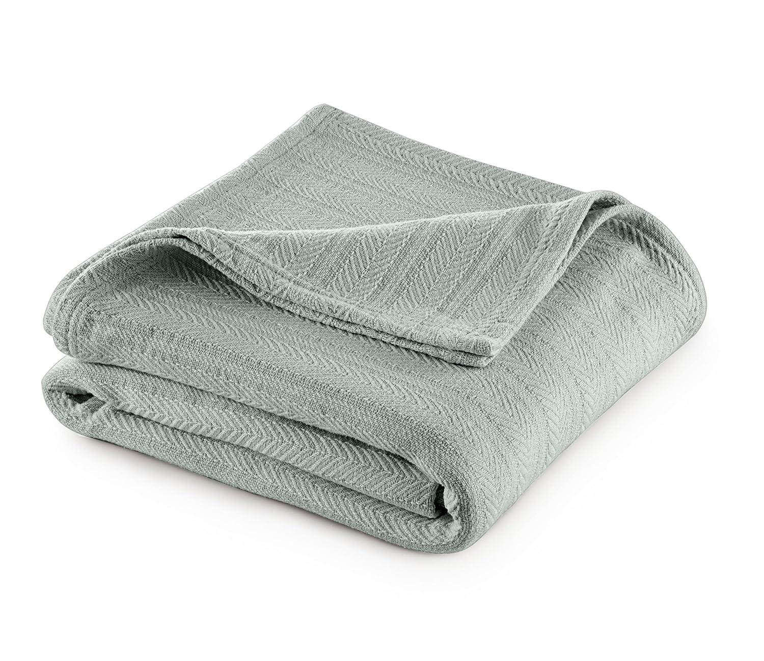 Vellux Vellux 100% Cotton Blanket - Soft, Breathable, Cozy & Lightweight Thermal Blanket  All-Season Blanket Perfect for Layering Bed, Couch & Sofa - Hotel Quality