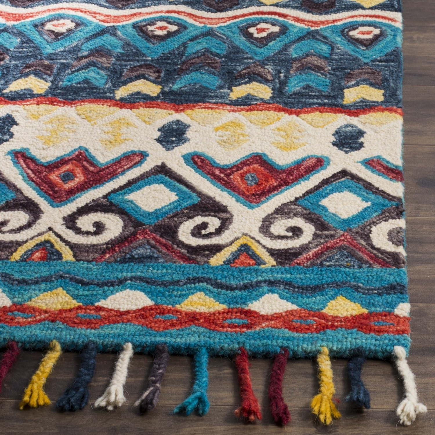 Aspen APN137 Hand Tufted Area Rug - Blue/Red - 6'x9' - Safavieh..