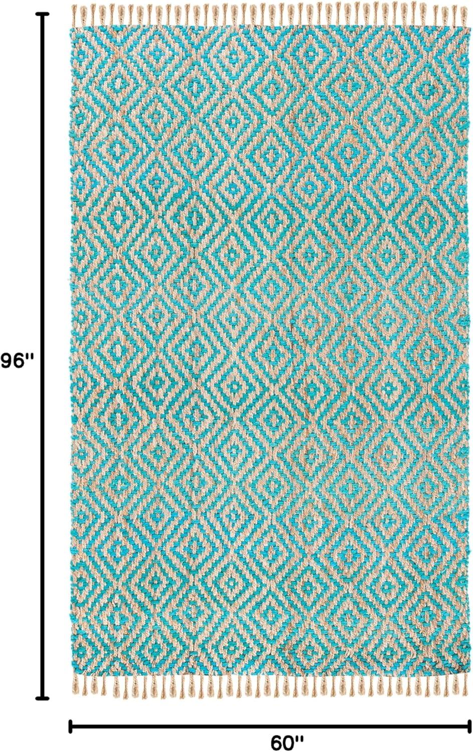 Natural Fiber NF266 Hand Woven Indoor Area Rug - Turquoise/Natural - 5'x8' - Safavieh.