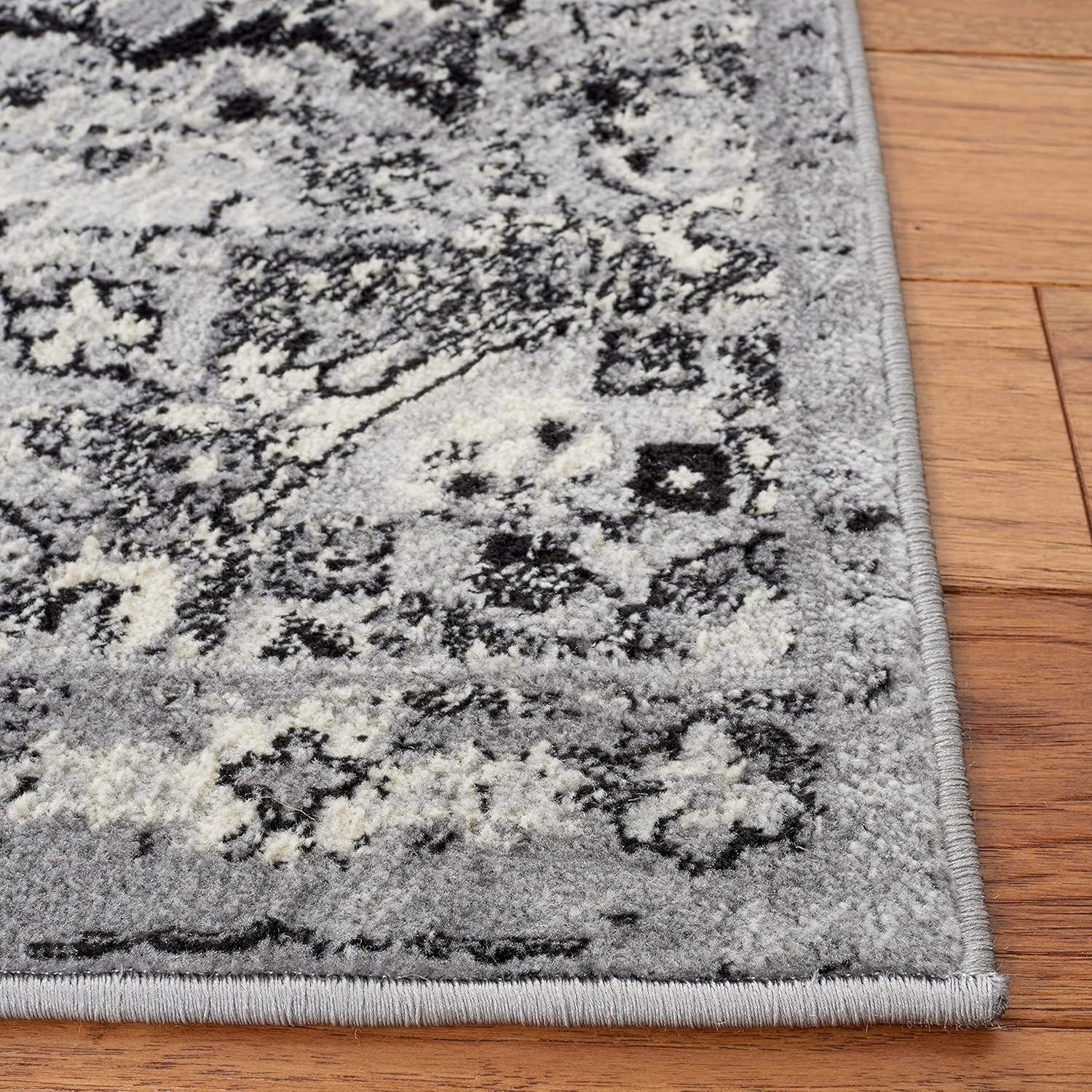 Brentwood BNT802 Power Loomed Area Rug - Silver/Black - 4'x6' - Safavieh.