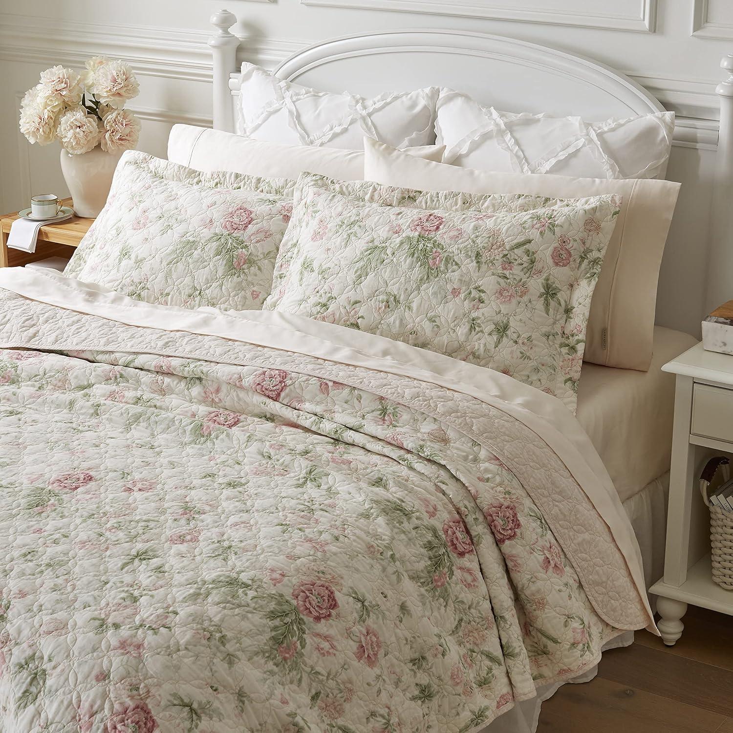 Laura Ashley Breezy Floral Quilt Sham Set Pink