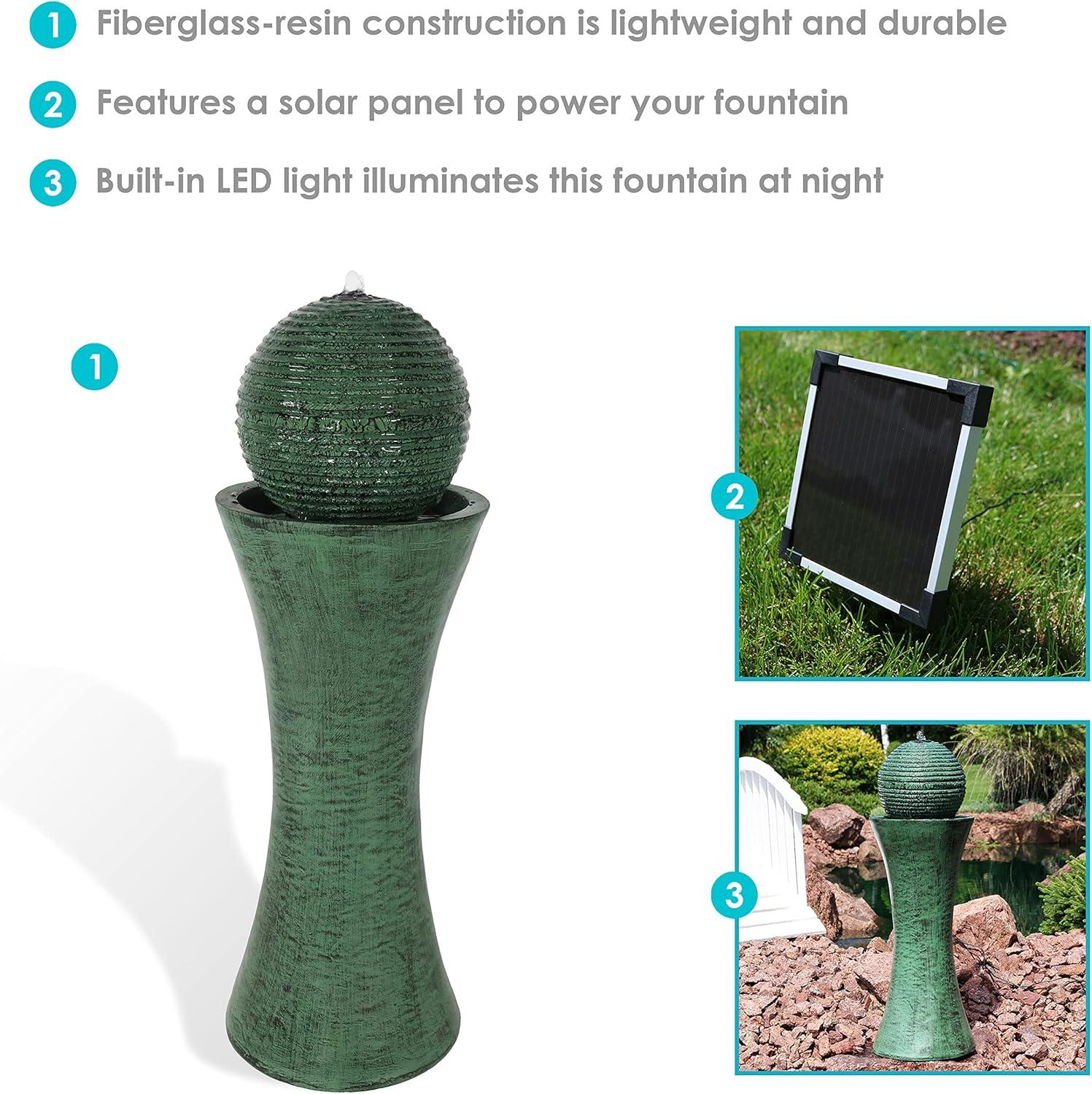 Sunnydaze Outdoor Polyresin Desert Spring Solar Powered Water Fountain with Battery Backup, Submersible Pump, and Panel - 30"