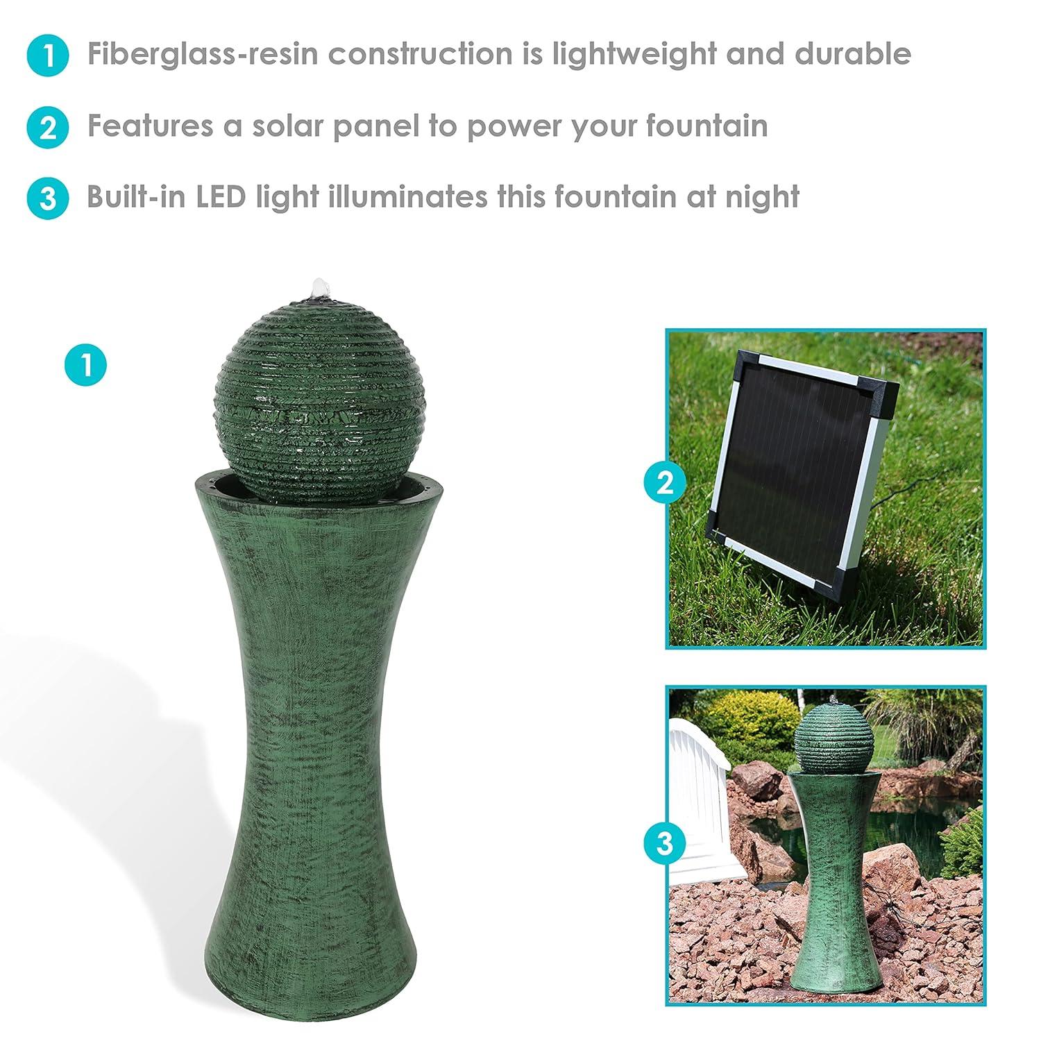 Sunnydaze Outdoor Polyresin Desert Spring Solar Powered Water Fountain with Battery Backup, Submersible Pump, and Panel - 30"