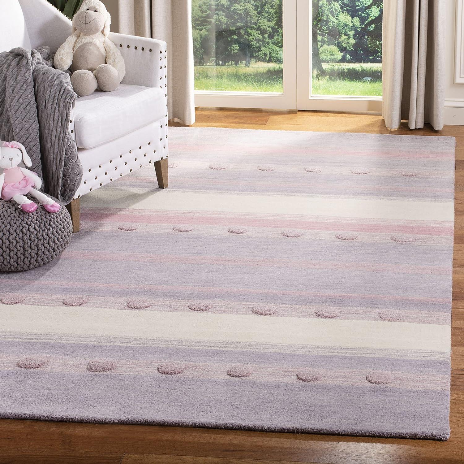 Safavieh Kids SFK801 Hand Loomed Indoor Area Rug - Light Purple/Ivory - 5'x8' - Safavieh