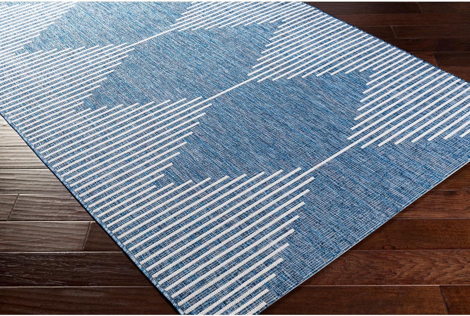 Blue Geometric Easy Care Rectangular Kids Rug