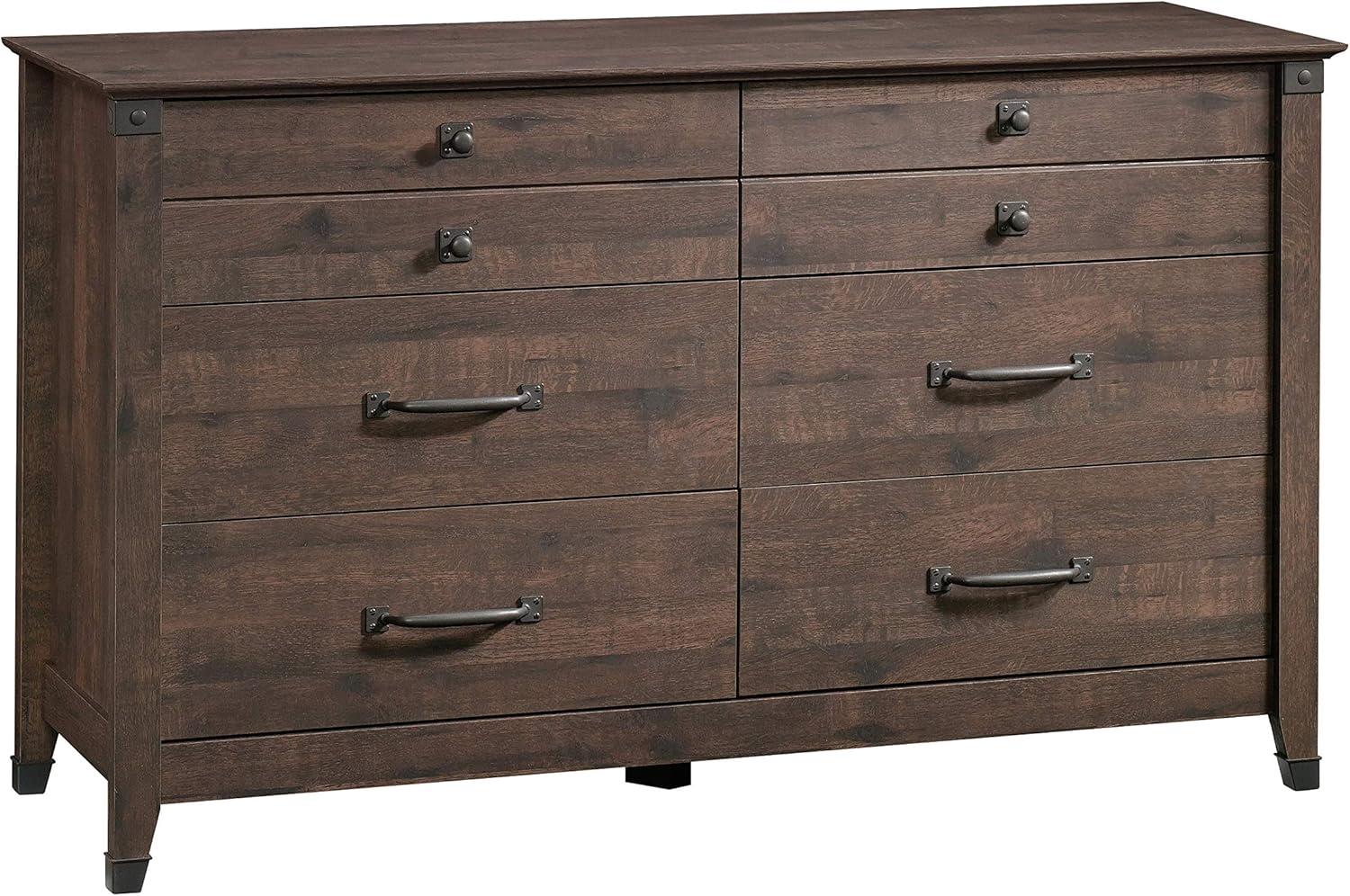 Sauder Carson Forge Engineered Wood 6-Drawer Double Dresser in Coffee Oak