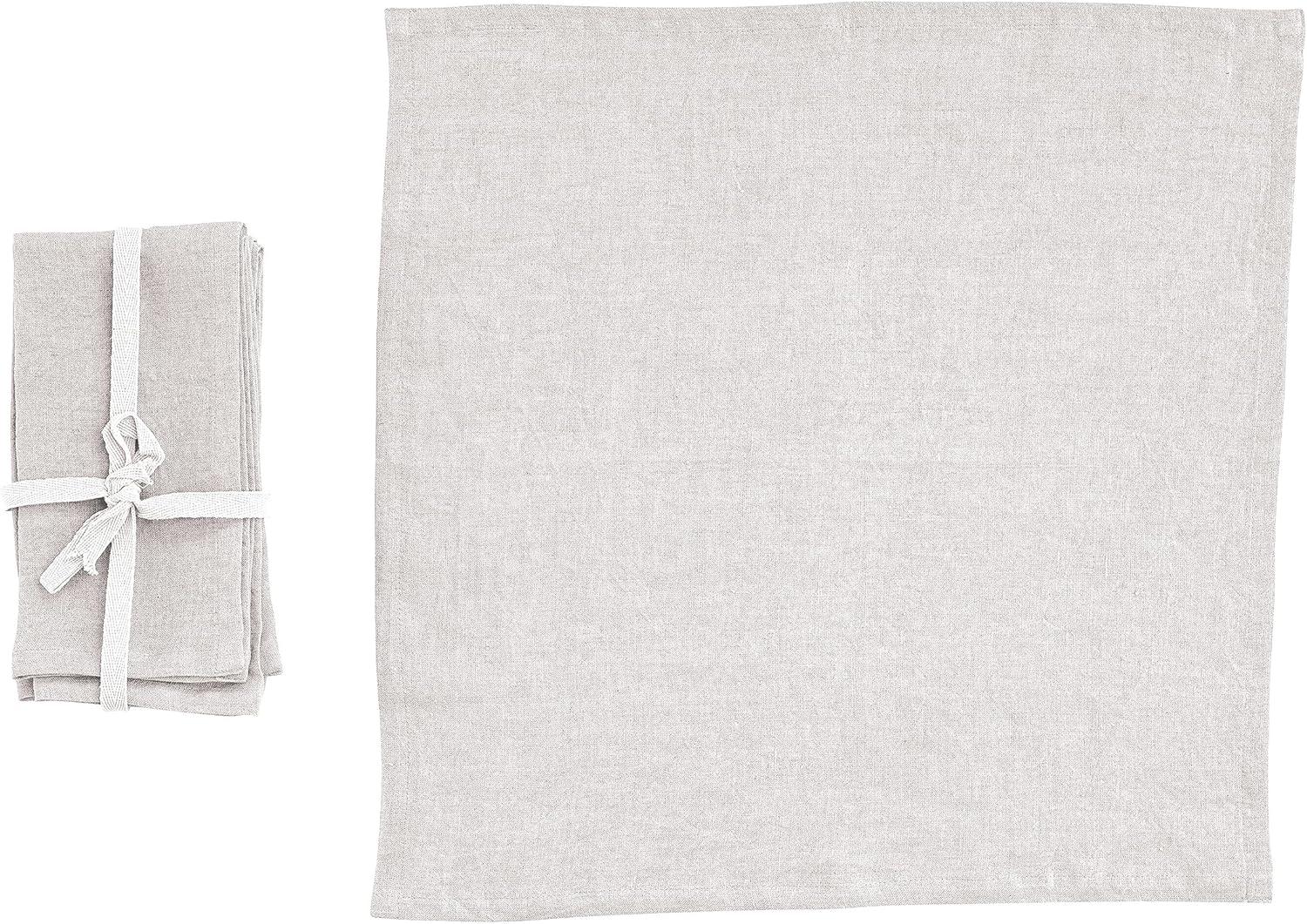 Creative Co-Op 18 Inches Square Stonewashed Linen Dinner Napkins for Kitchen Use, Ivory Color, Set of 4