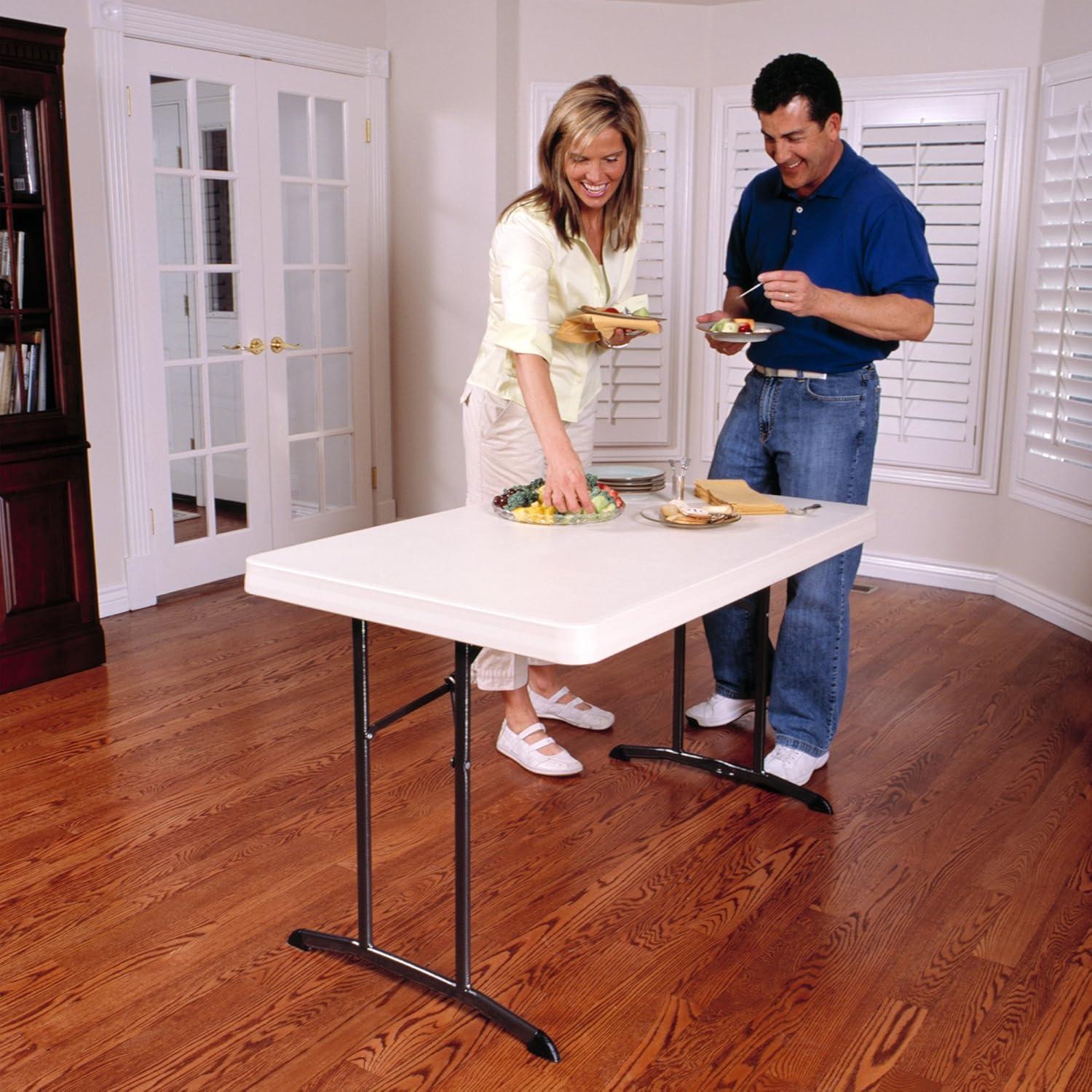 Lifetime 4 Foot Rectangle Folding Table, Indoor/Outdoor Commercial Grade, Almond (80568)