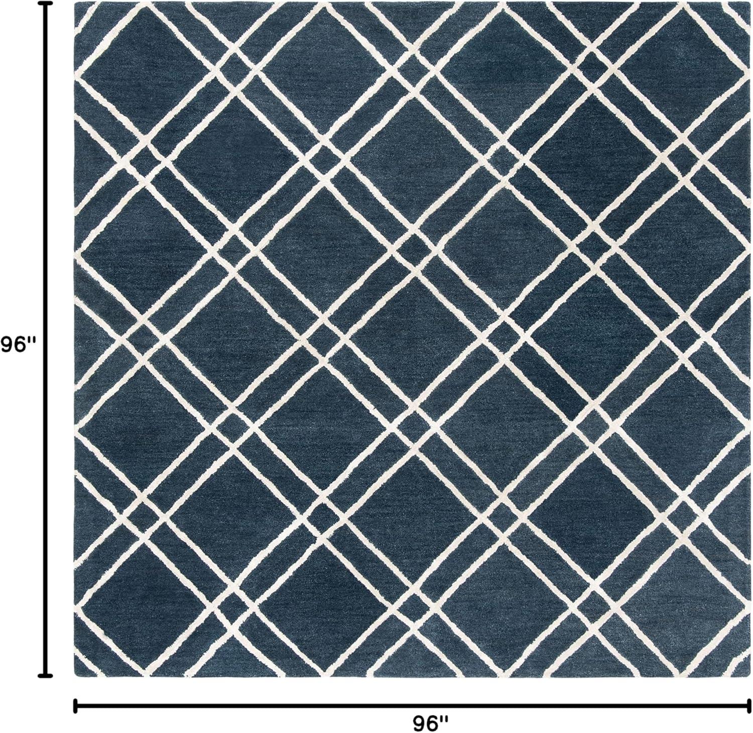 Himalaya HIM901 Hand Tufted Area Rug - Navy/Silver - 8'x8' - Safavieh.