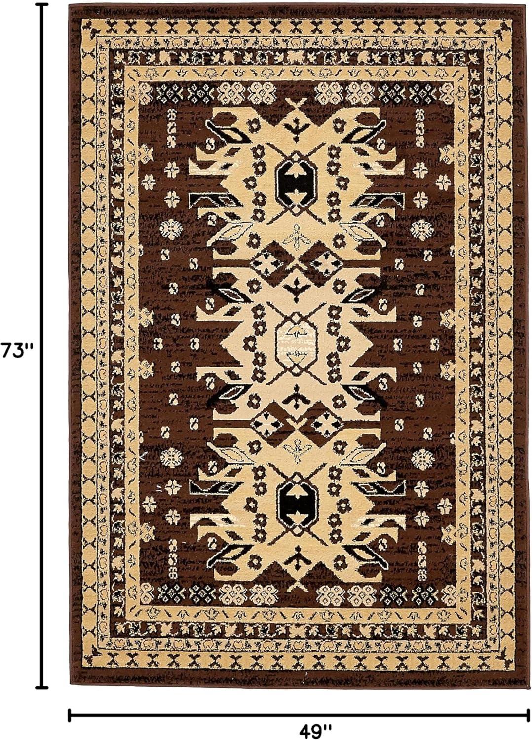 Unique Loom Taftan Southwestern Traditional Area Rug, Brown/Beige, 72.00" x 48.00"