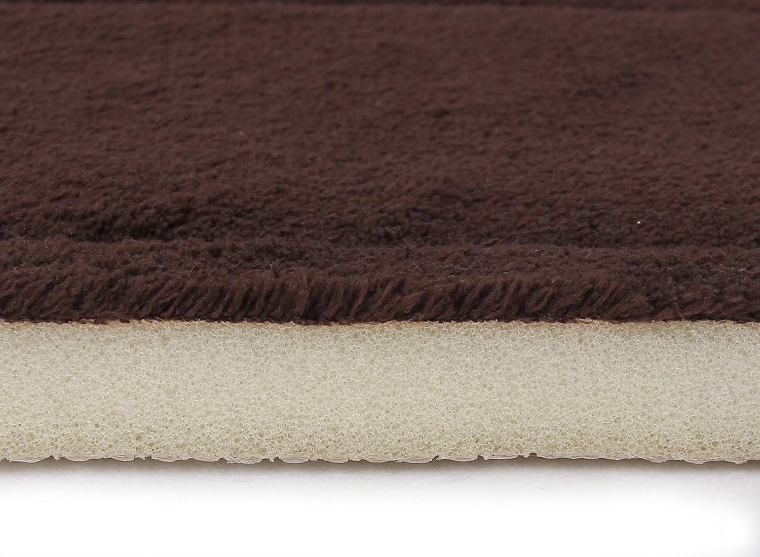 Coffee Brown Memory Foam Bath Mat with Non-Slip Backing