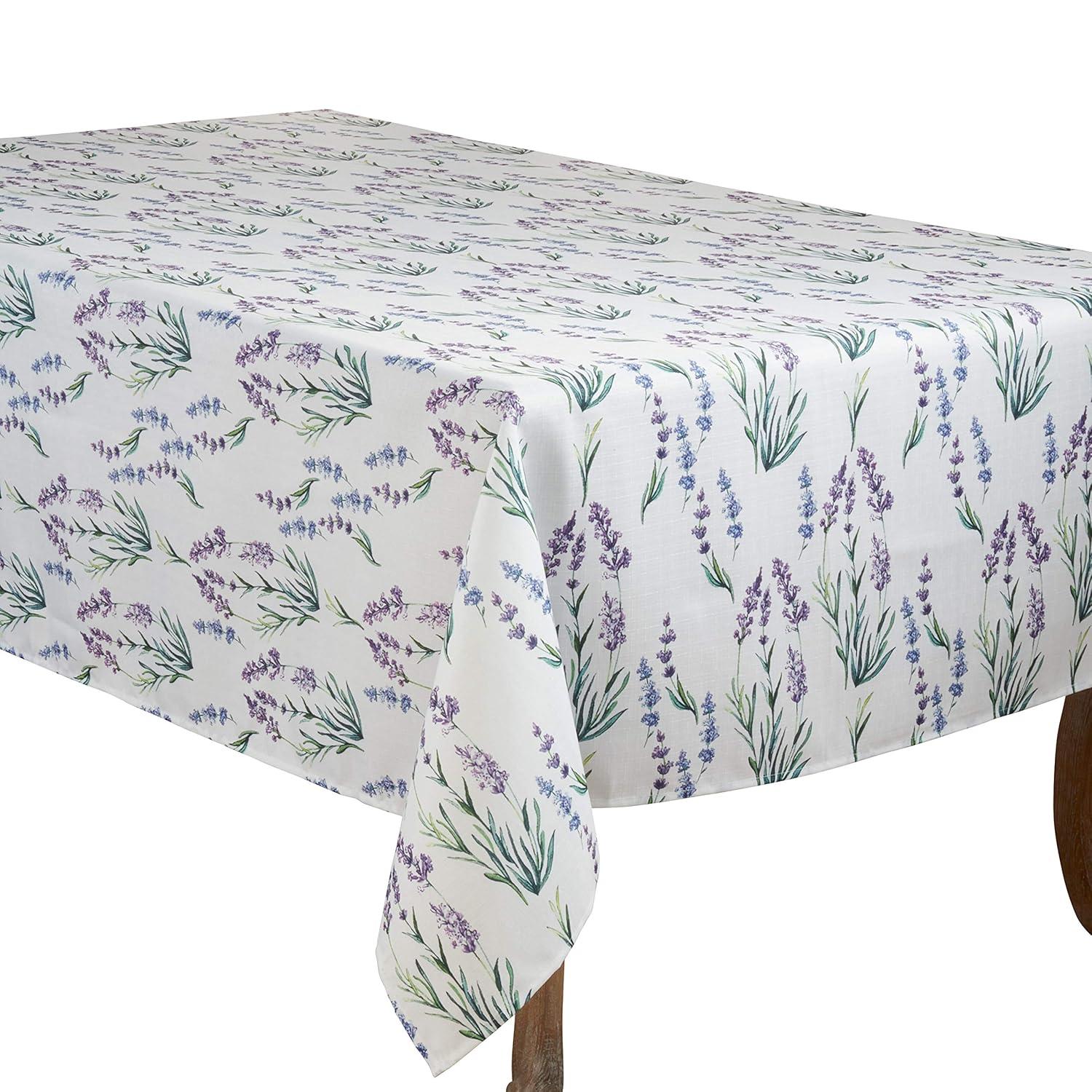 Saro Lifestyle Chic Tablecloth With Lavender Design, 65"x104", Multicolored