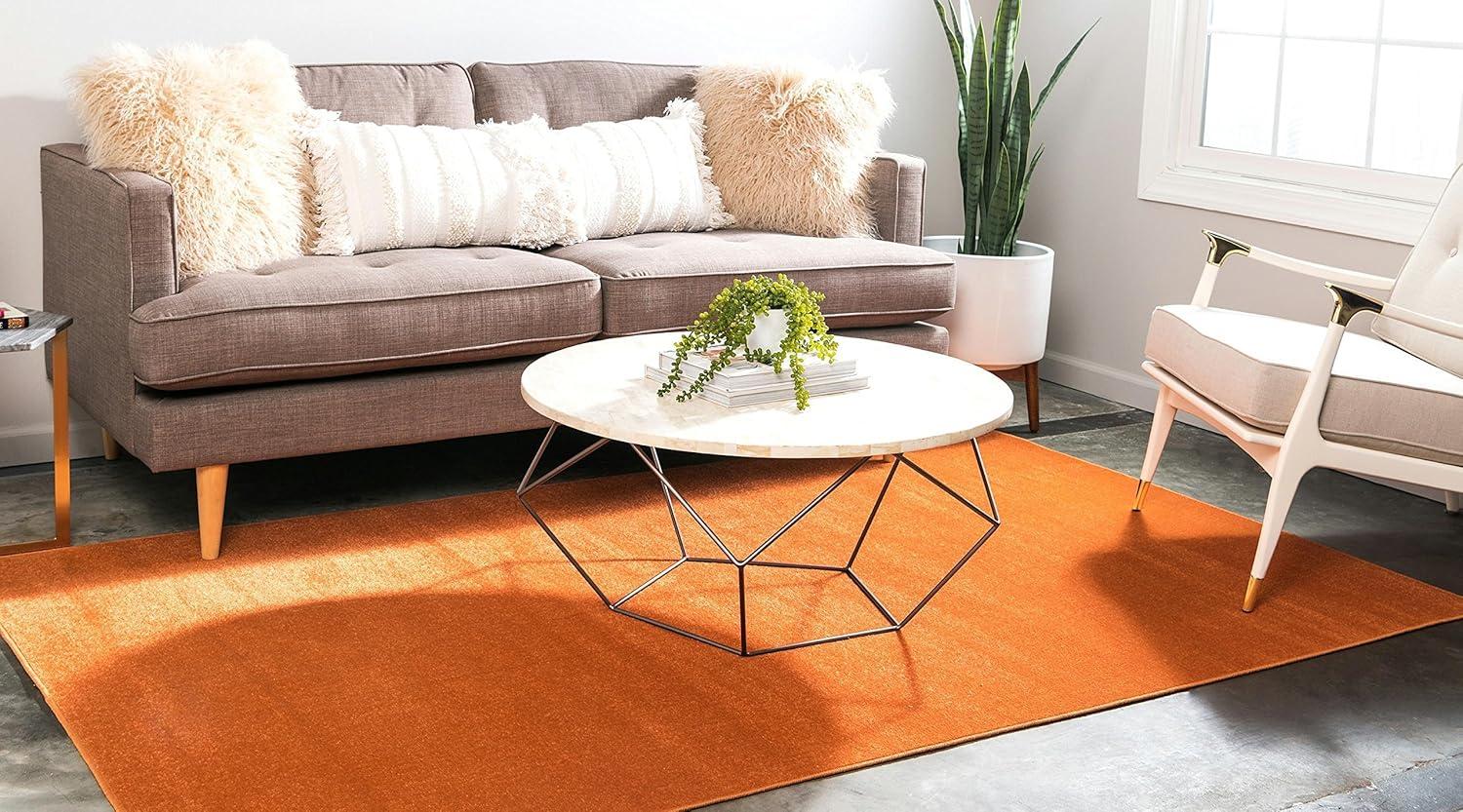 6' x 9' Orange Synthetic Stain-Resistant Area Rug