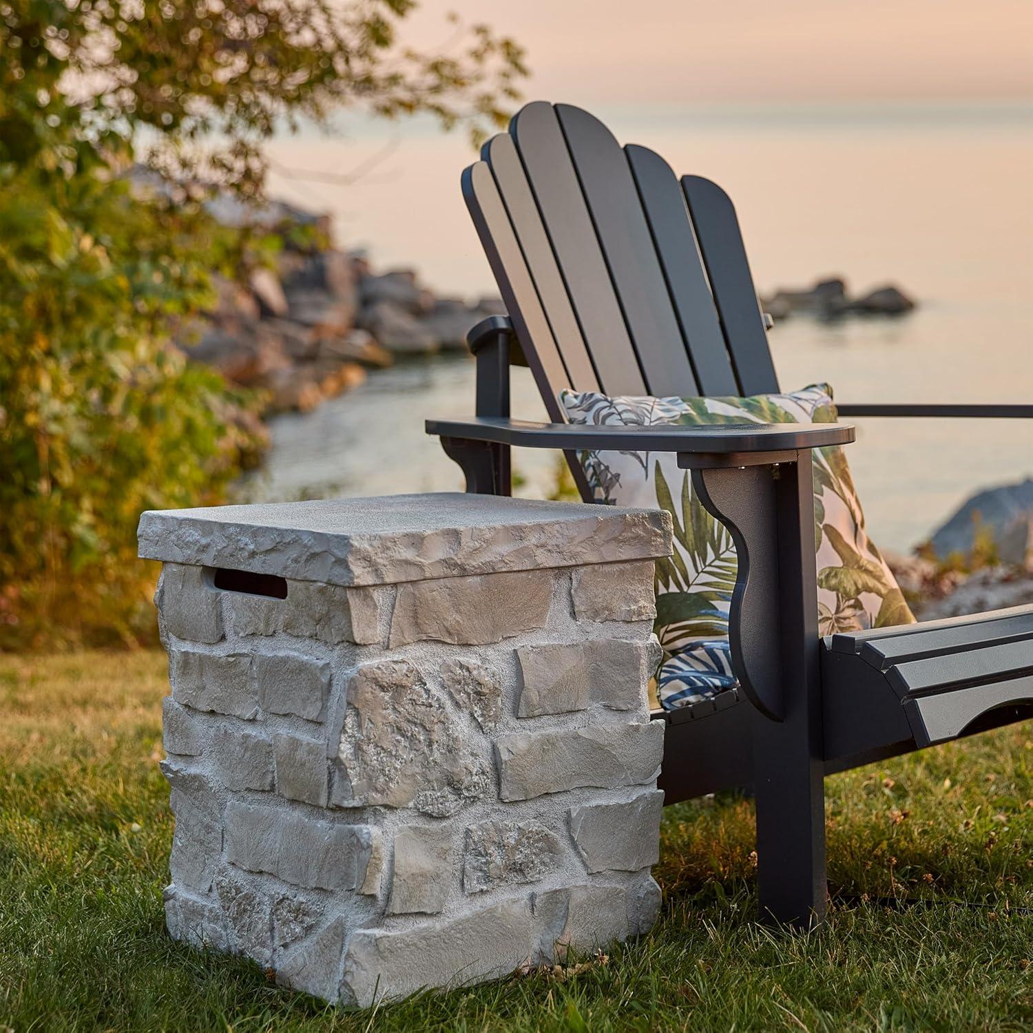 Real Flame Scottsdale Stone Propane Tank Cover And Side Table In Beige By Real Flame