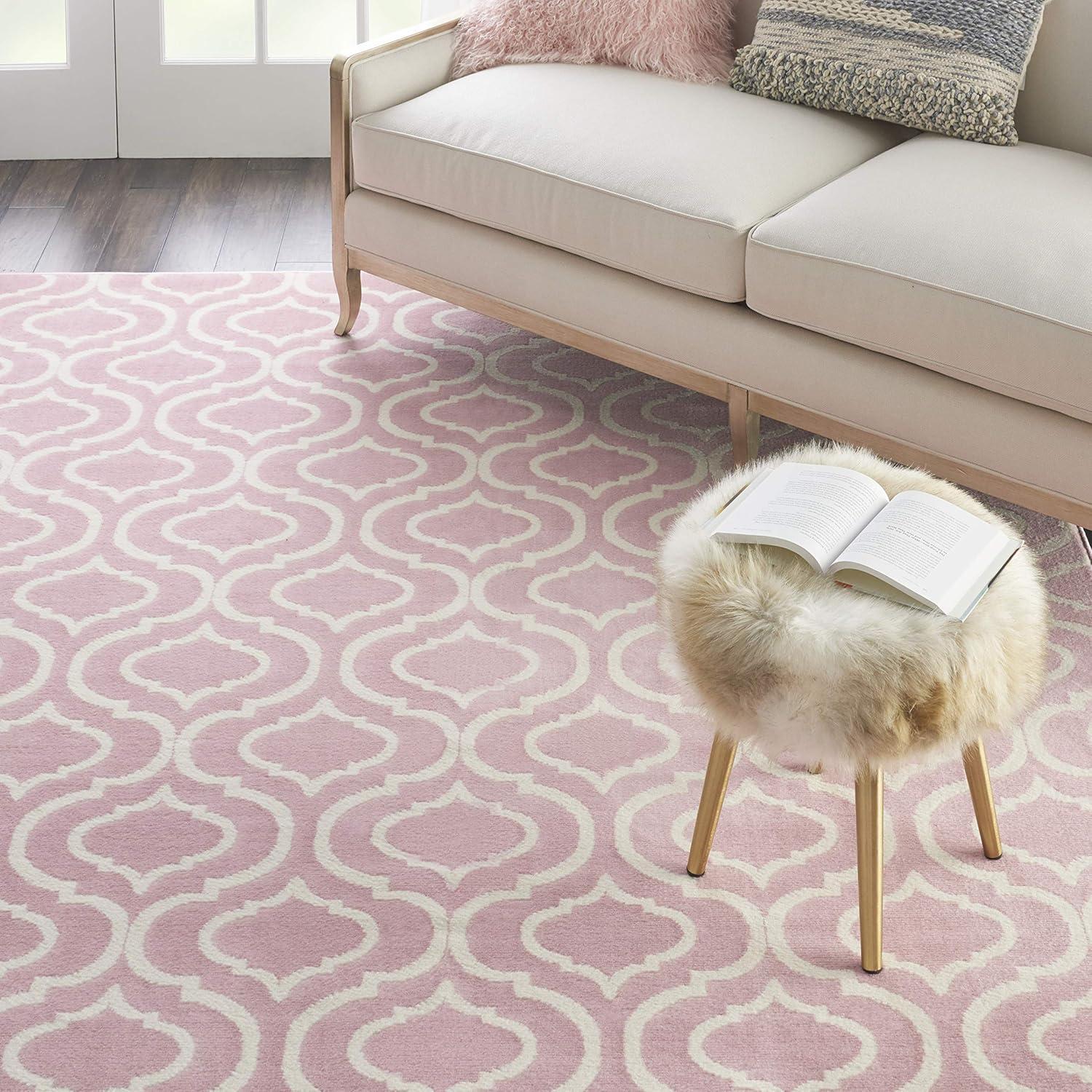 Nourison Jubilant Modern Moroccan Pink 7' x 10' Area Rug, (7' x 10')