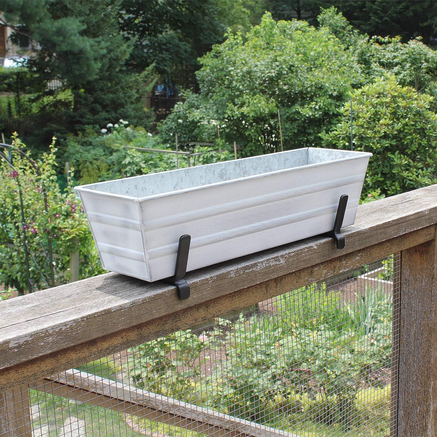 22" Rectangular Galvanized Planter Box with Brackets White - ACHLA Designs